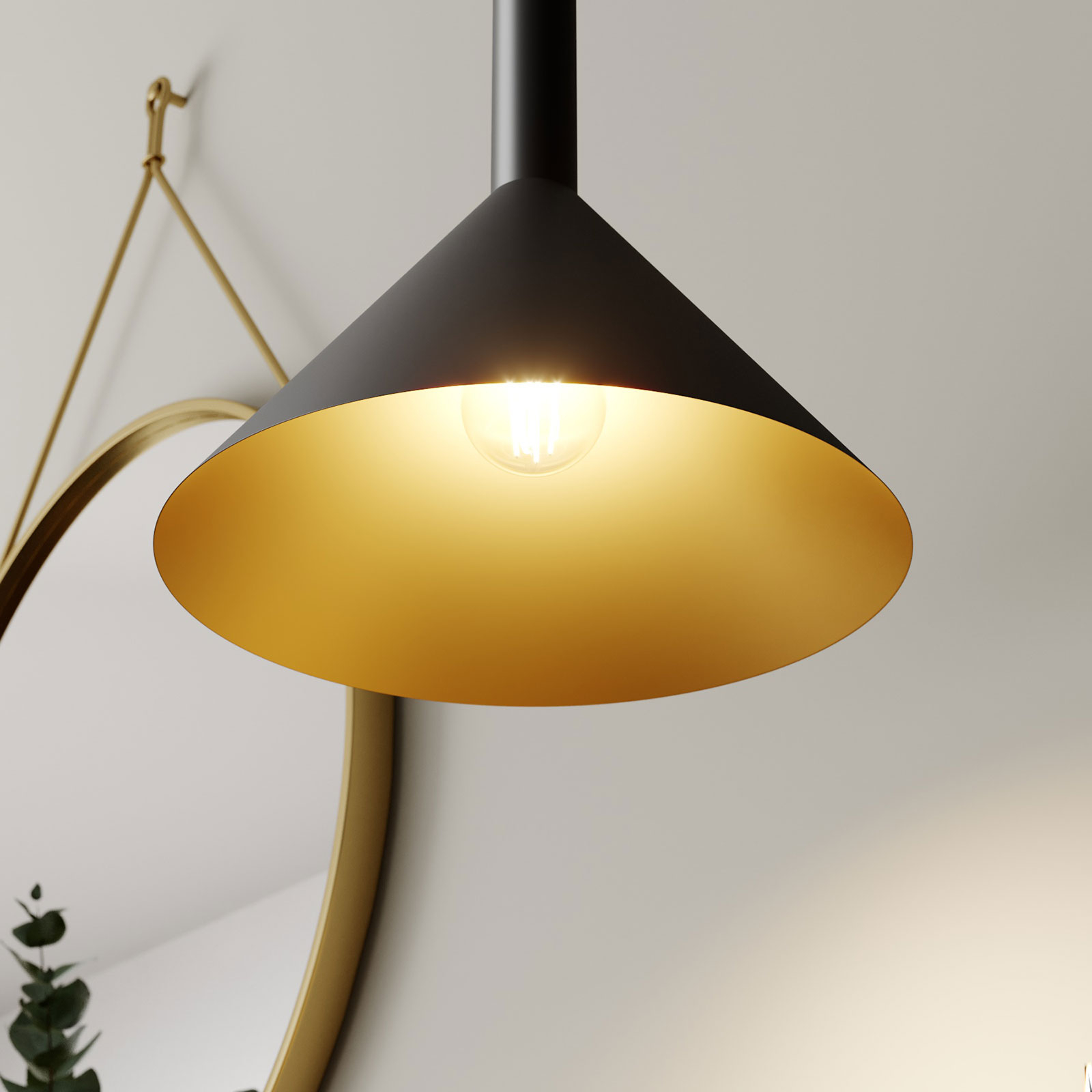 Arcchio Tadej závesná lampa 1pl 30 cm čierno-zlatá