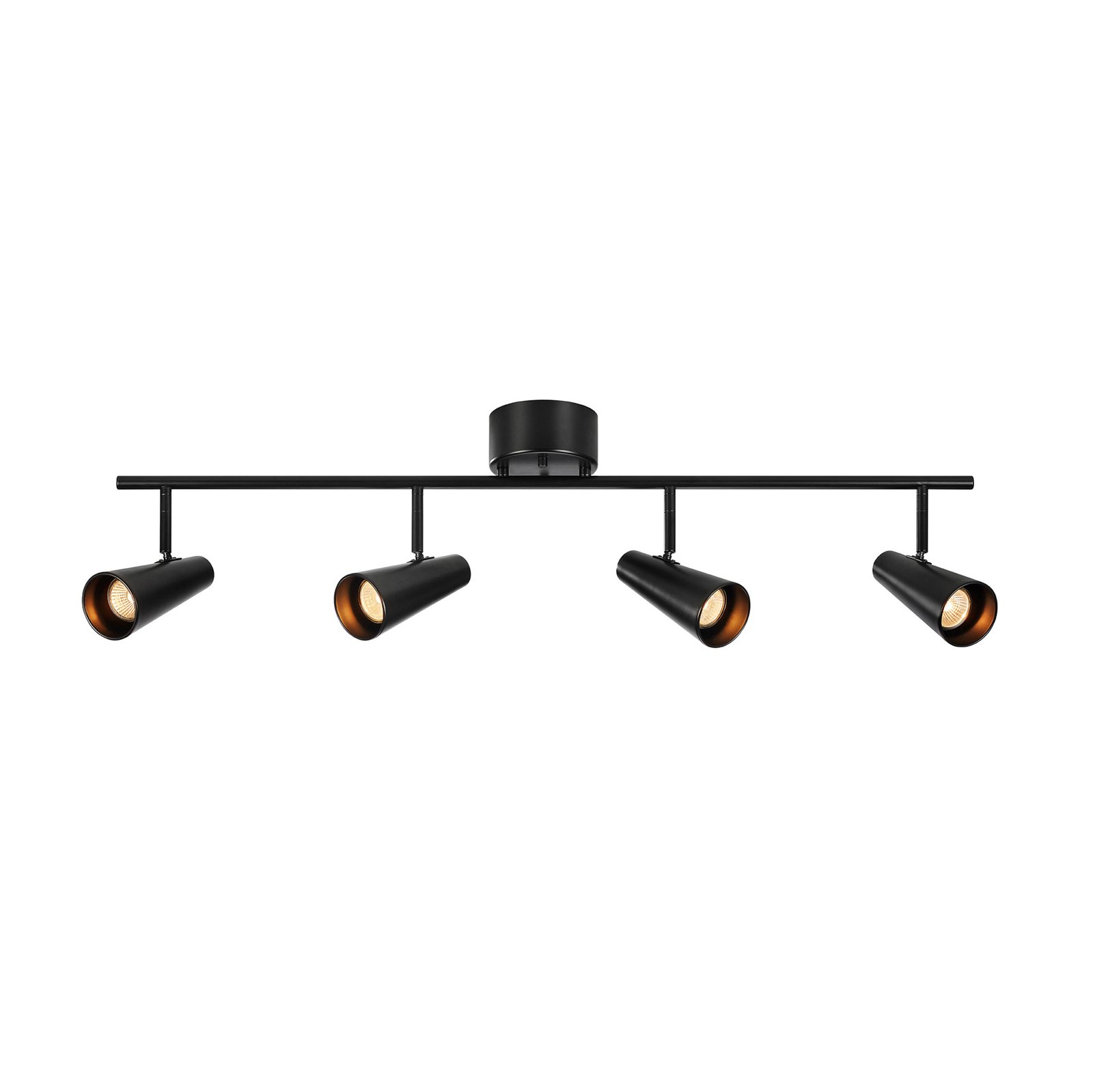 Ceiling spotlight Crest, metal black, 4-bulb