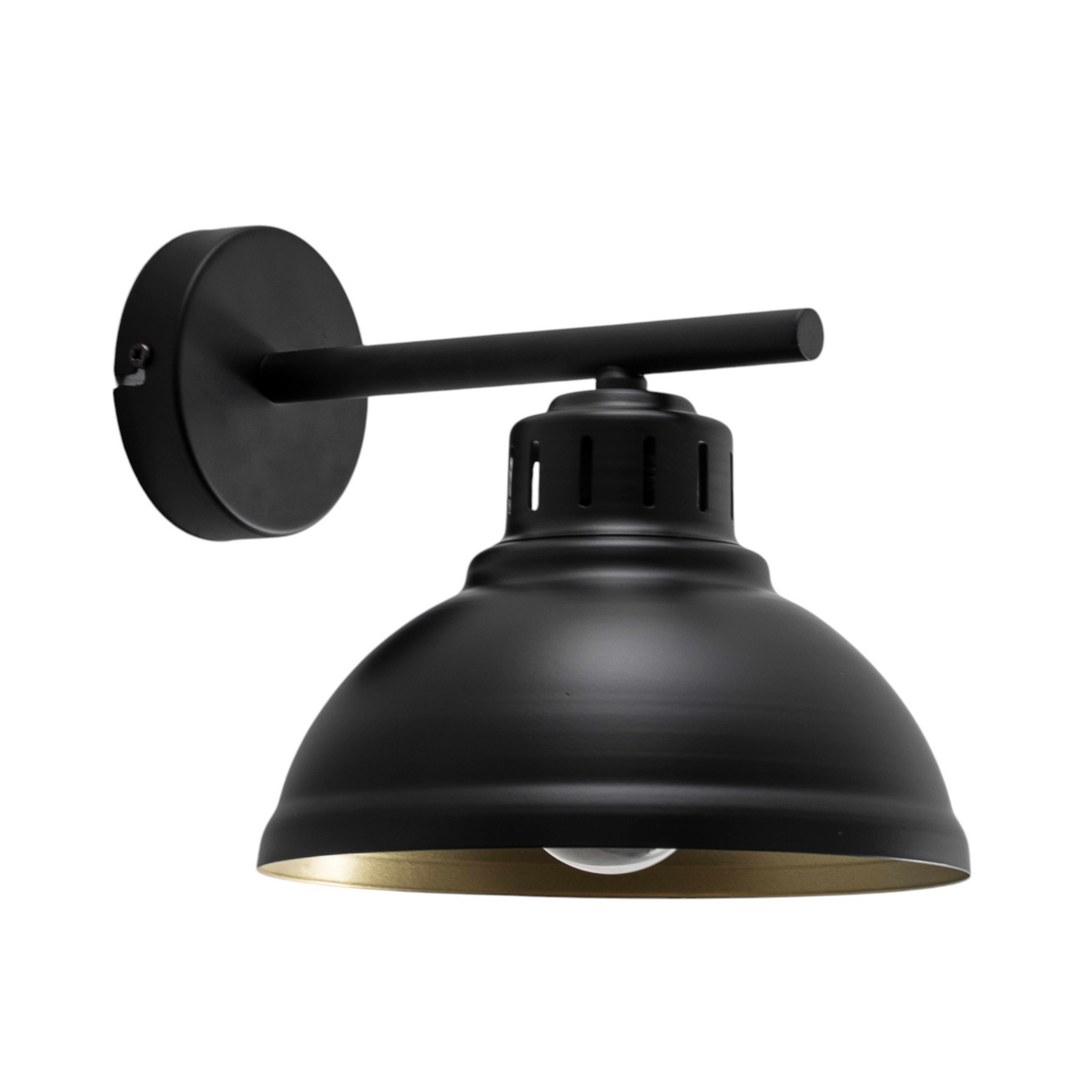 Vegglampe Sven, svart-gullfarget, Ø 21 cm, stål