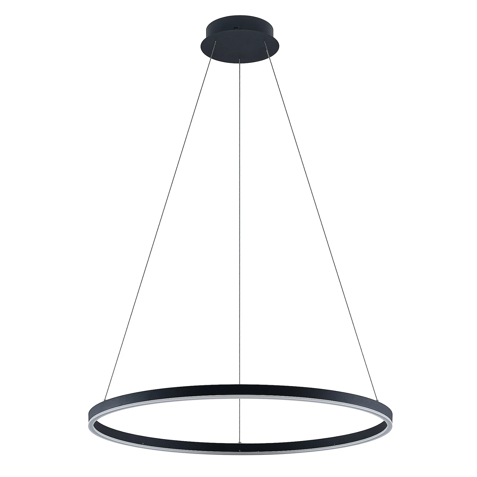 Lampada LED a sospensione Arcchio Albiona, nera, 1 anello, Ø 80 cm