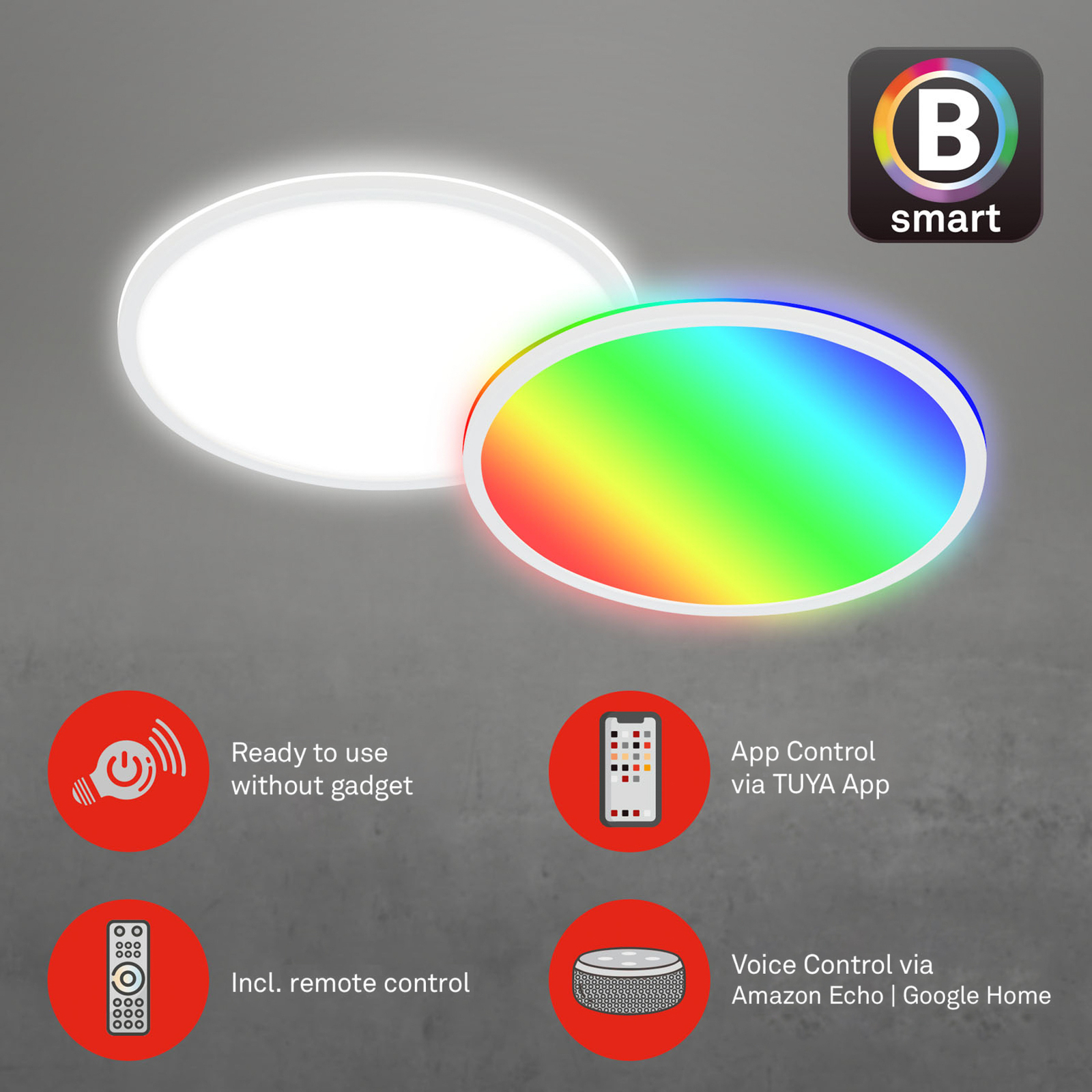 LED-Deckenlampe B smart RGBW dimmbar weiß Ø 42 cm