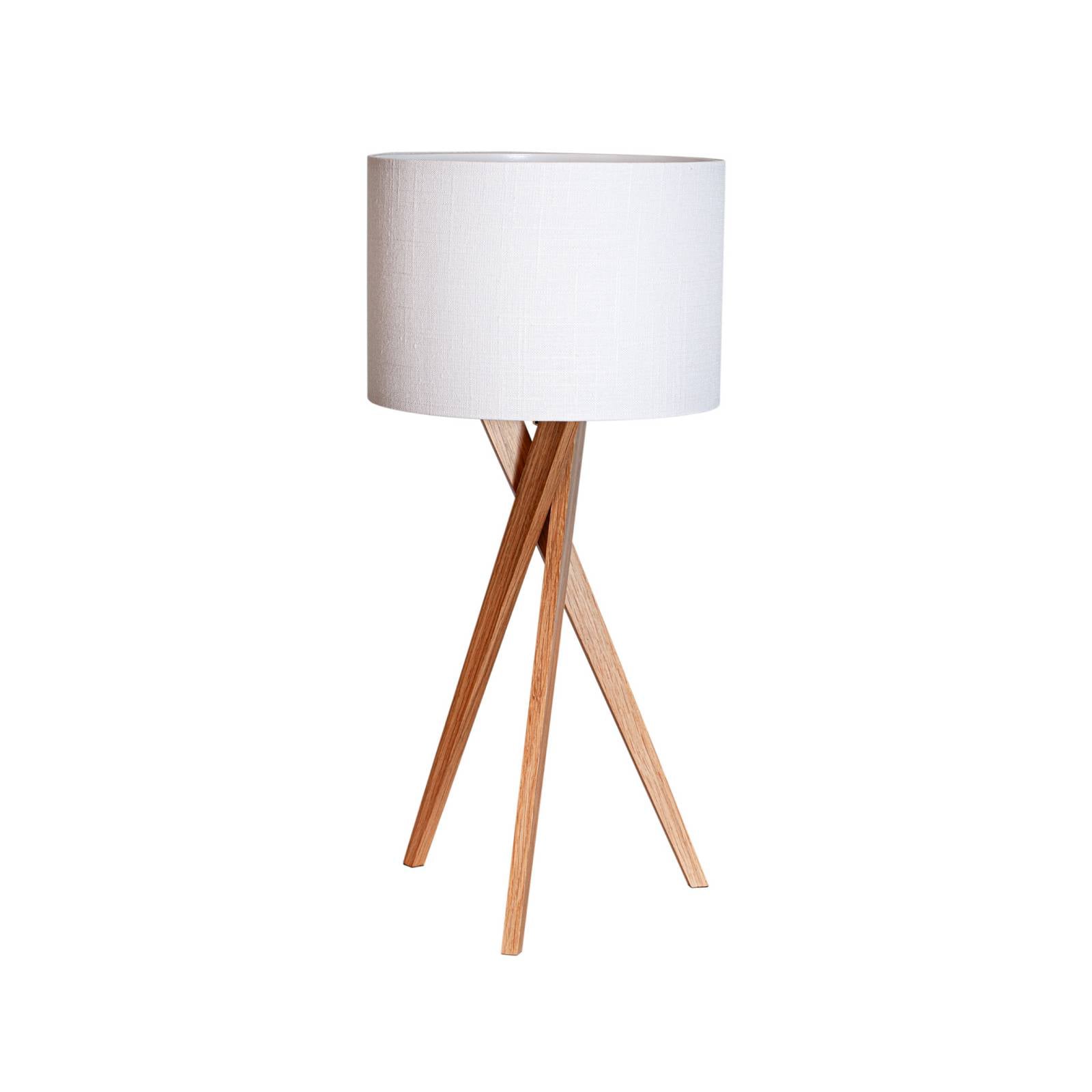 By Rydens Tischleuchte Vega, eiche/weiß, 55 cm, Holz, Textil