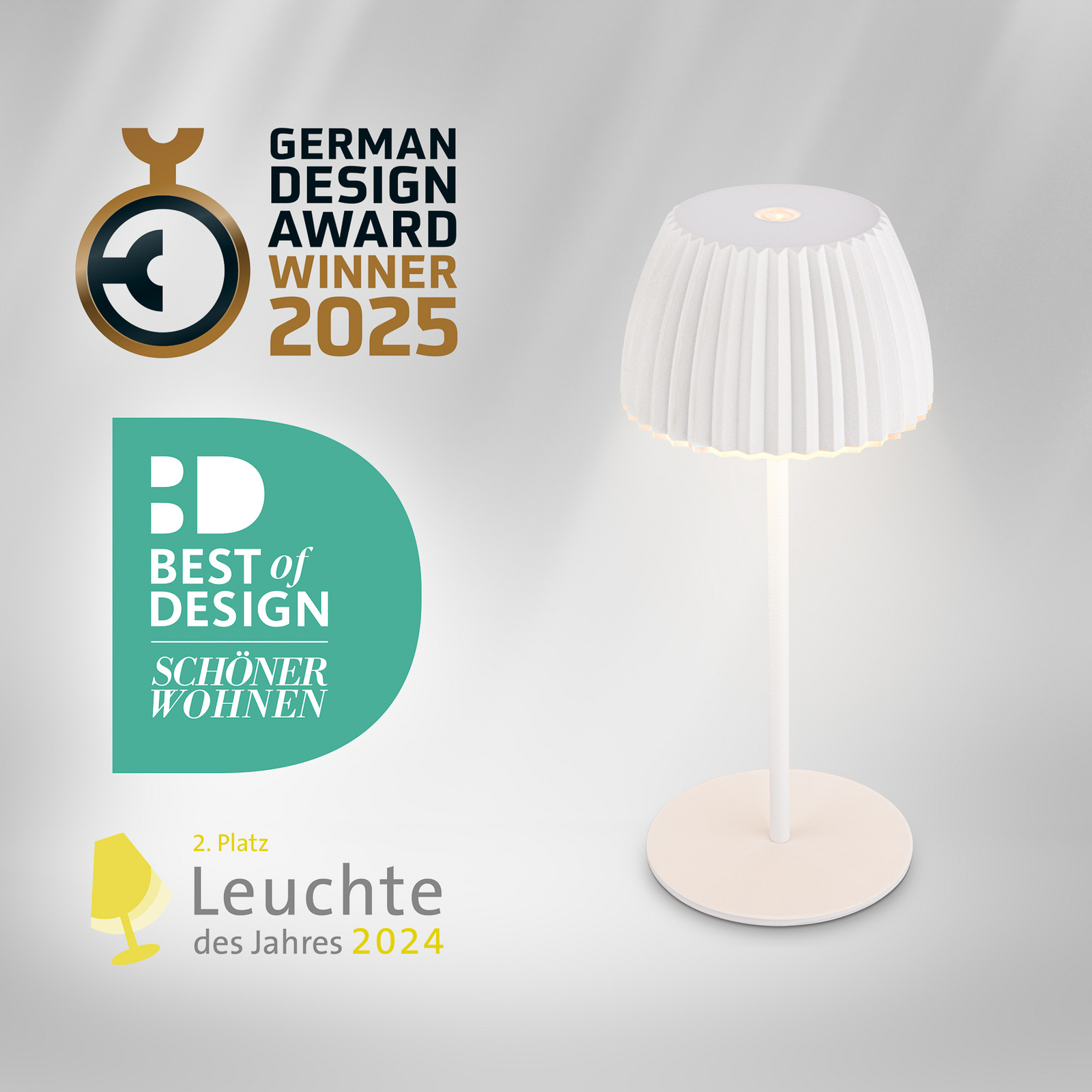 Lampă de masă cu baterie LED Brilo unplugged Riffle, 20 cm, albă