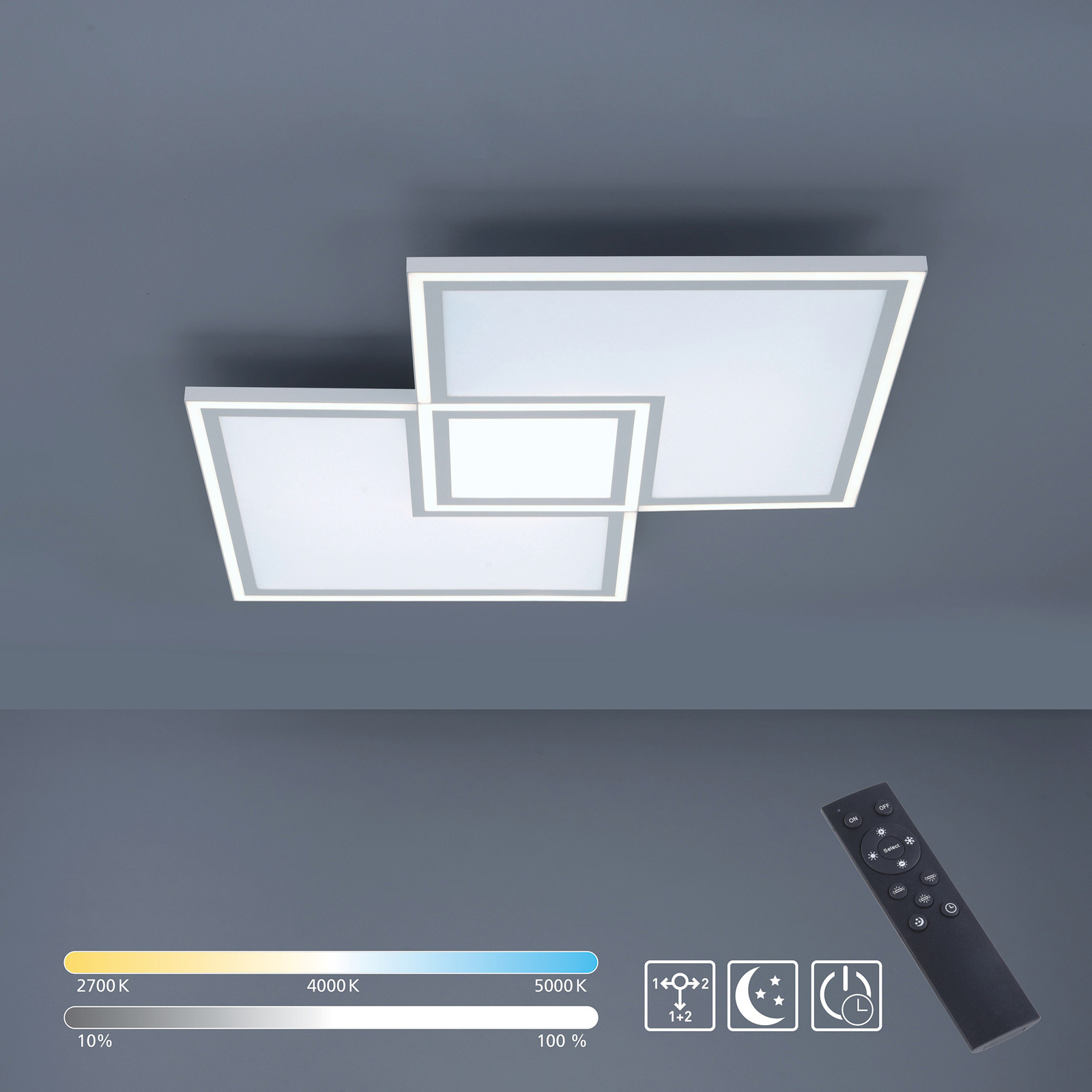 LED-taklampa Kantlist CCT, 67,5 x 67,5 cm