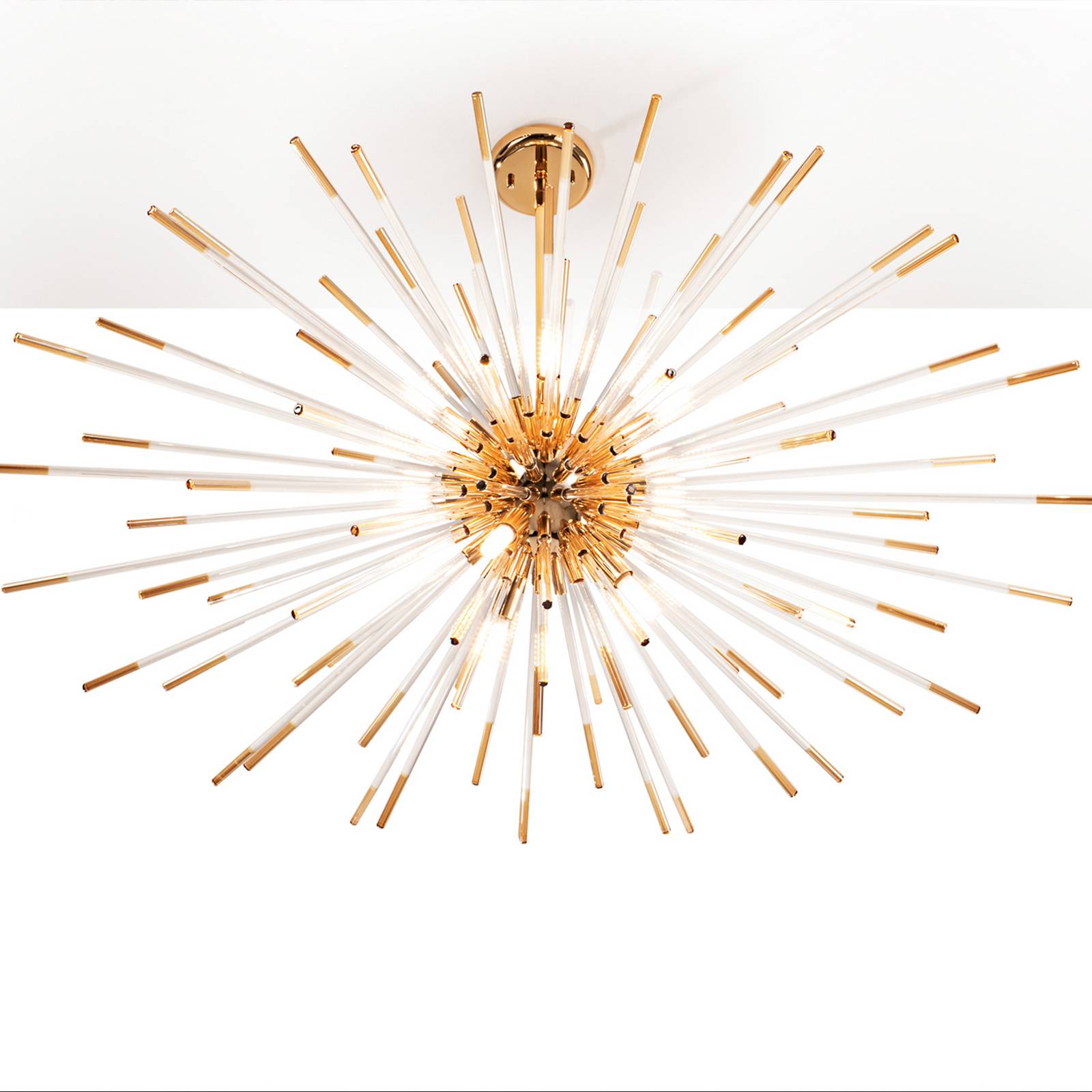 Lampa wisząca Evasion, 9-punktowa, złota, metal, szkło, Ø 100 cm
