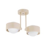 Plafonnier Mado, beige, à 2 lampes, hauteur 24 cm, acier/verre