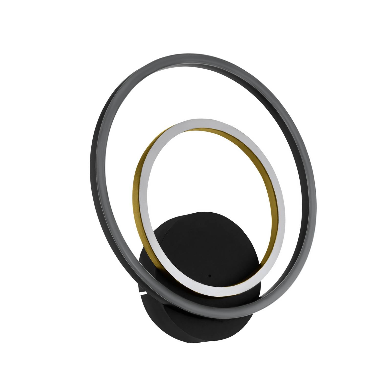 Led Wandleuchte Lanacera Wandlampe innen mit 2 Leucht-Ringen Wohnzimmer Wandbeleuchtung runde Flurlampe aus Metall in schwarz und gold warmweiß