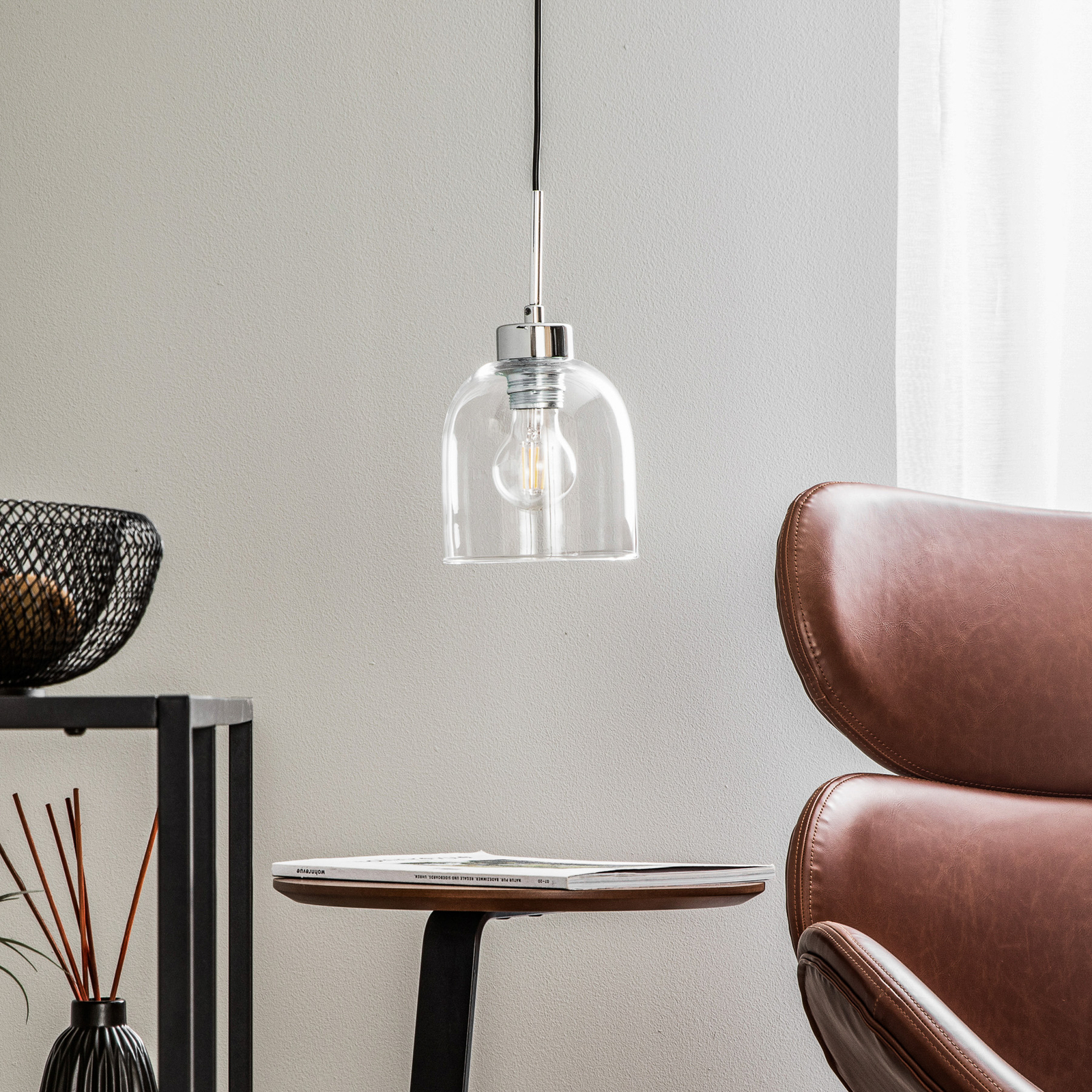 Hanglamp Fill, helder/chroom, 1-lamp