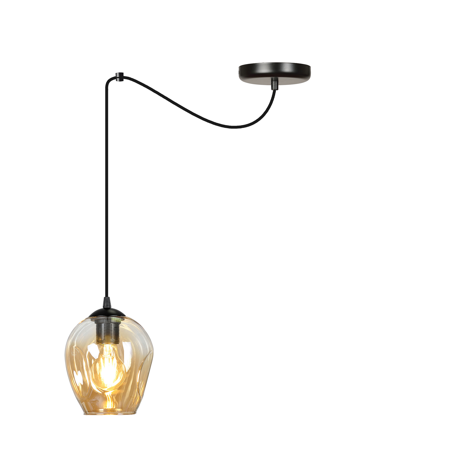 Hanglamp Starla decentraal 1-lamp, glas amber