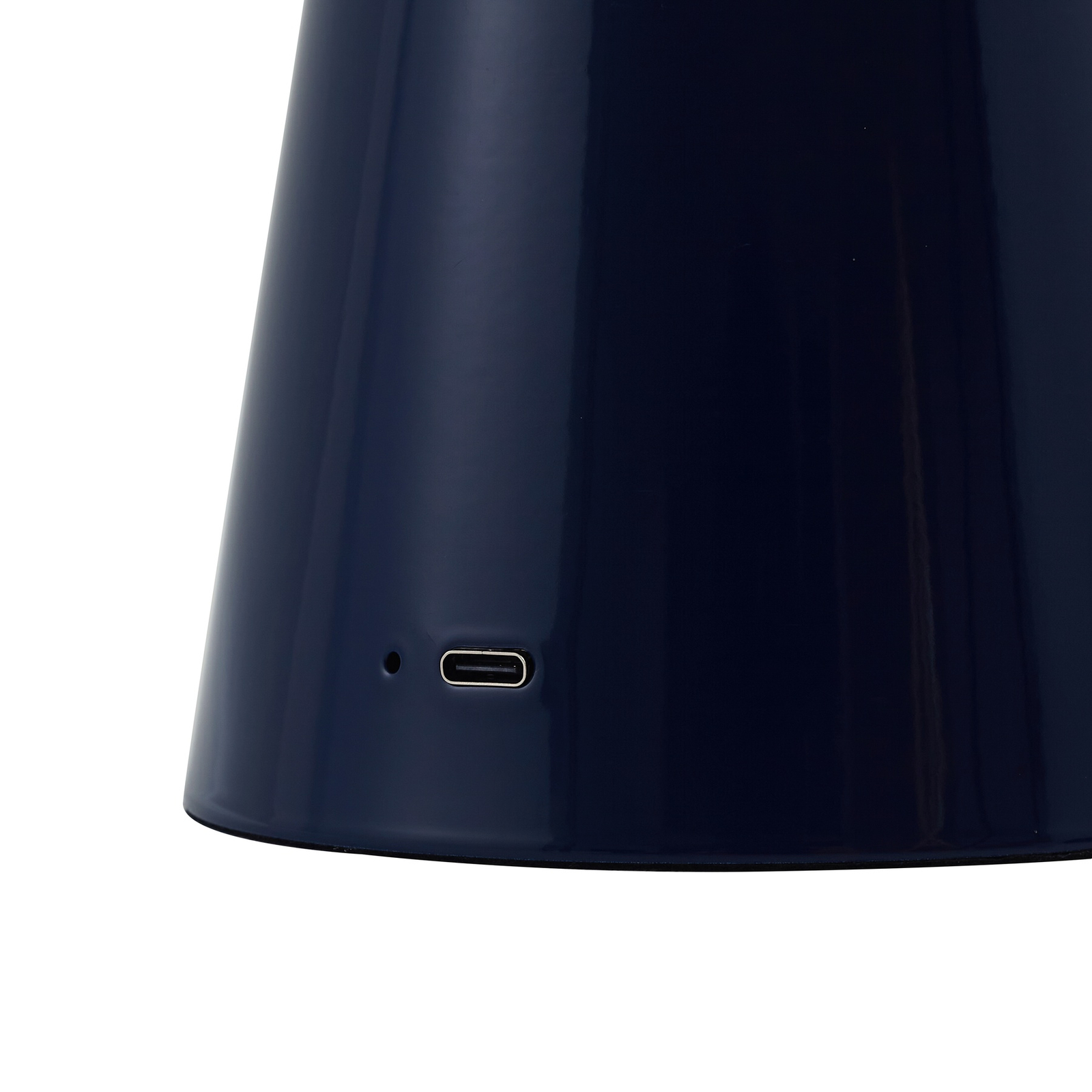 Lindby Lampe de table LED rechargeable Nevijo, bleu, Ø20cm, USB, variateur