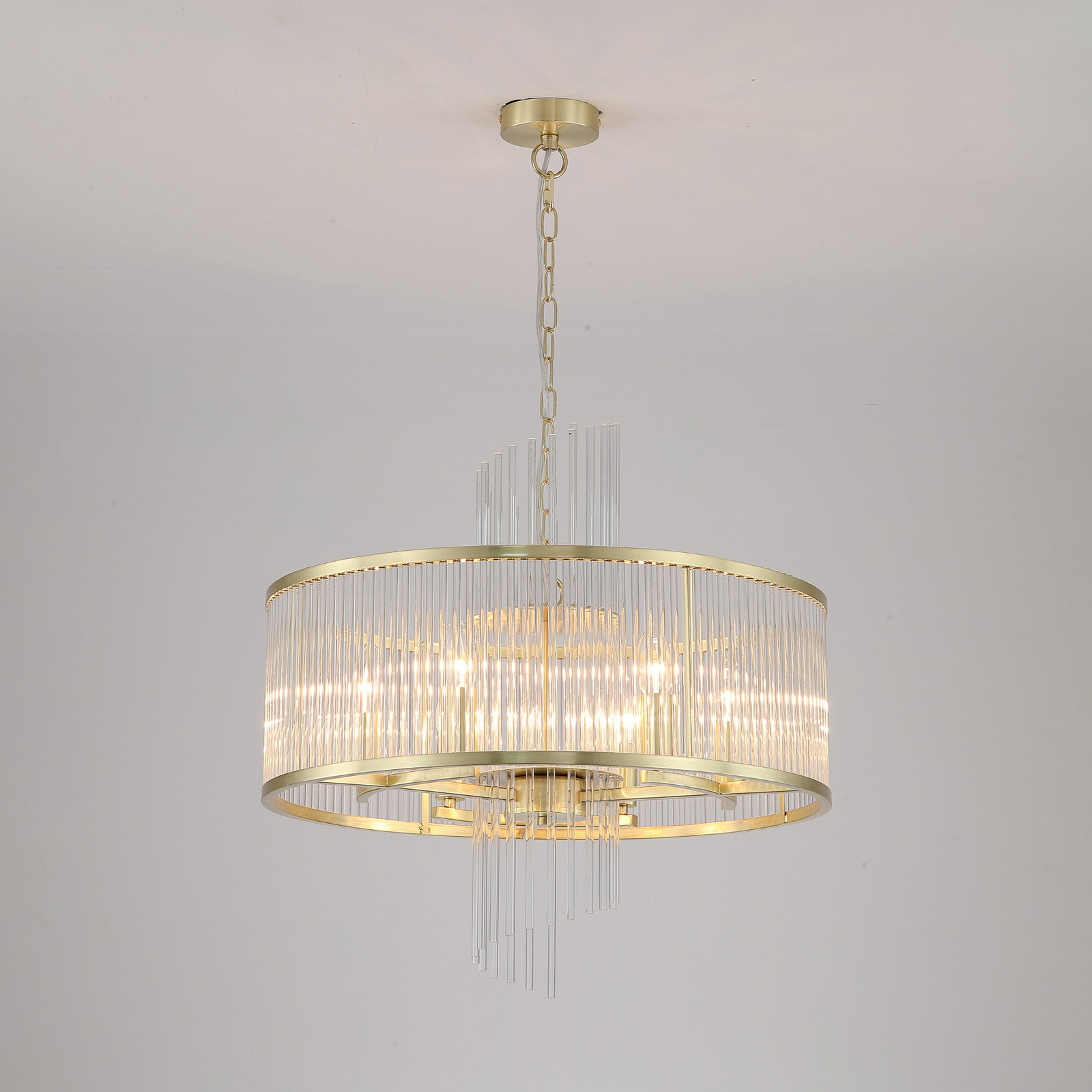 Searchlight Lampă suspendată Lara Ø 55 cm auriu/transparent sticlă/metal - Camera de zi / sufragerie - clar auriu