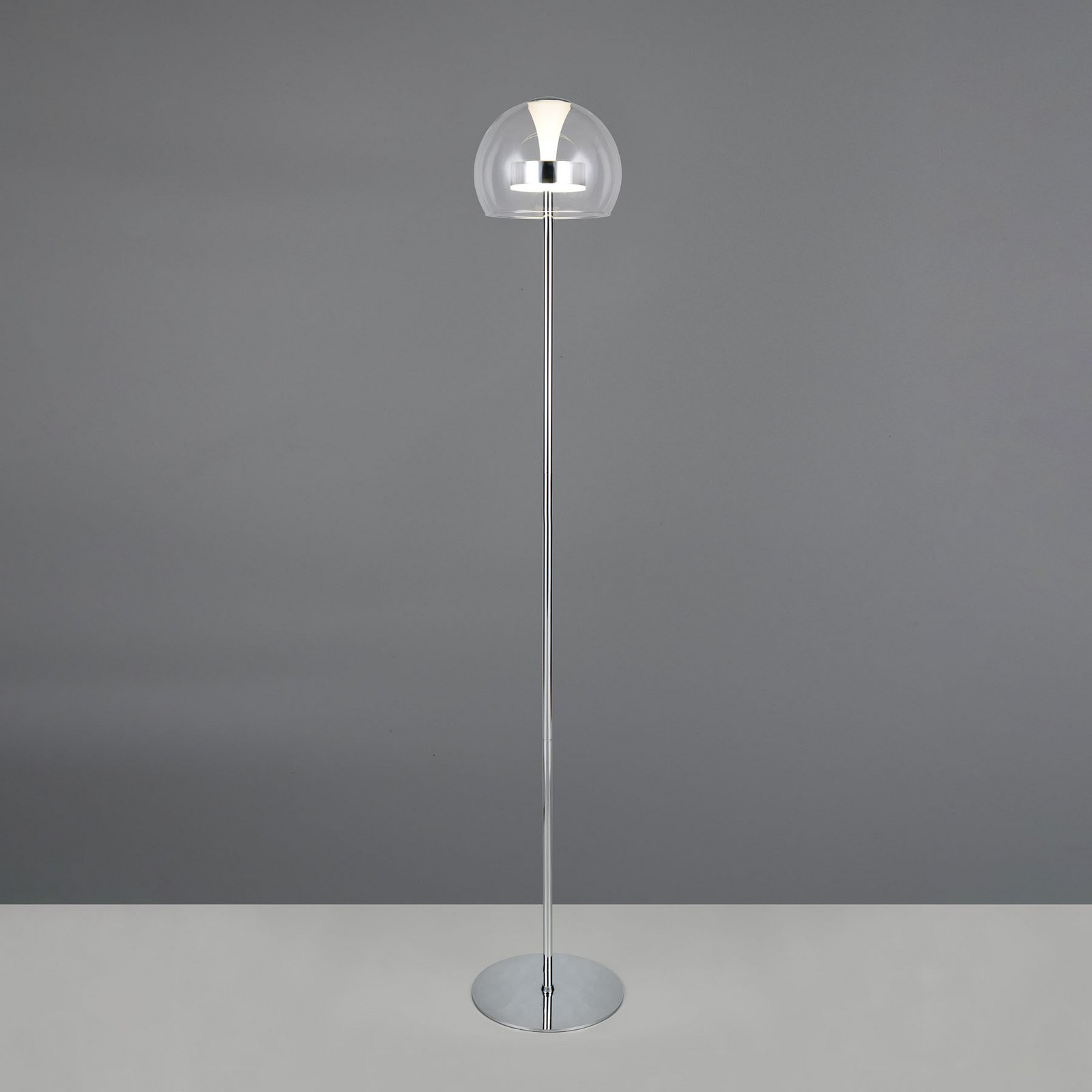 LED стояща лампа Flynt, височина 130 cm, хромиран цвят, метал, CCT LED стояща лампа Flynt, височина 130 cm, хромиран цвят, метал, CCT