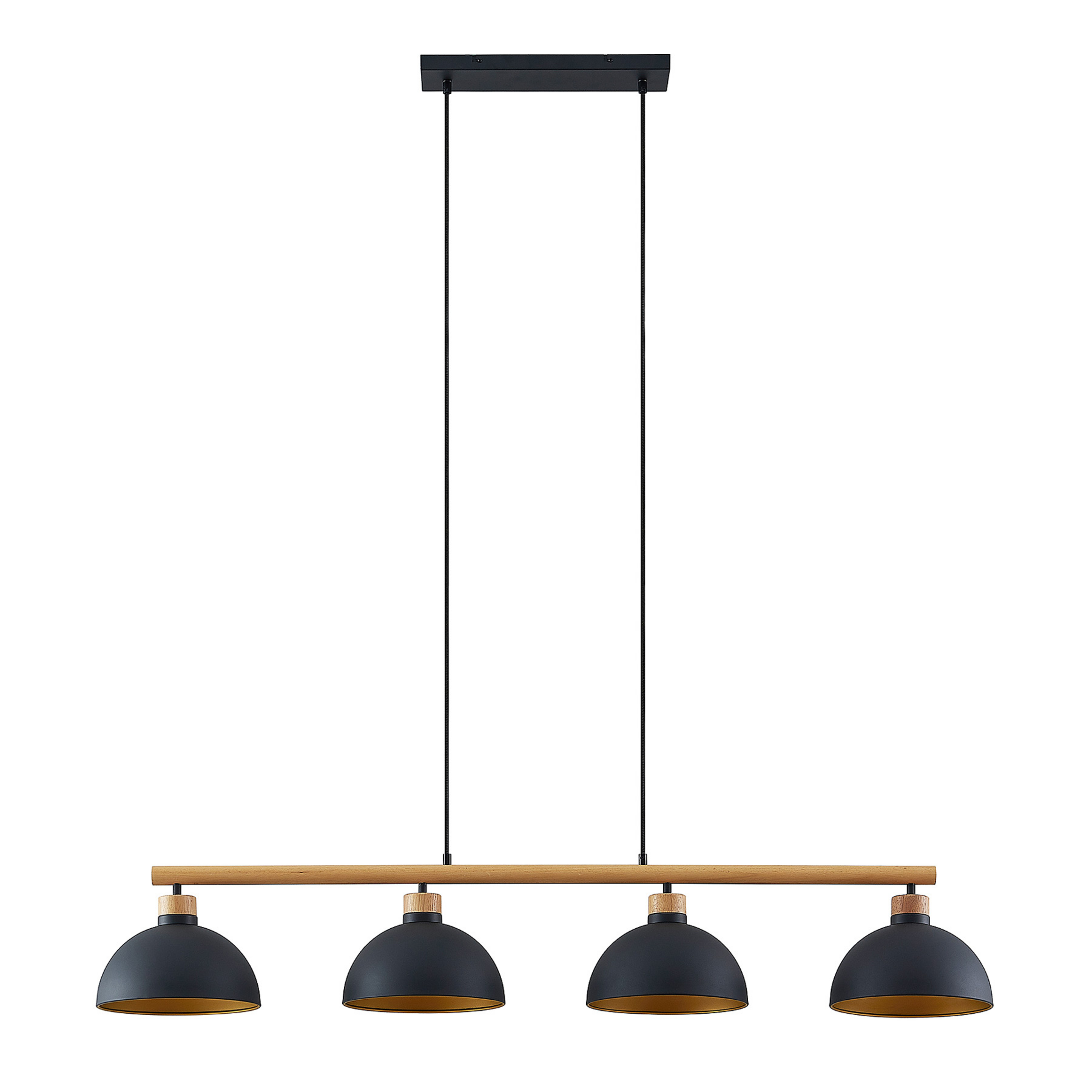 Tirzana 4 Lámpara Colgante Black/Light Wood - Lindby