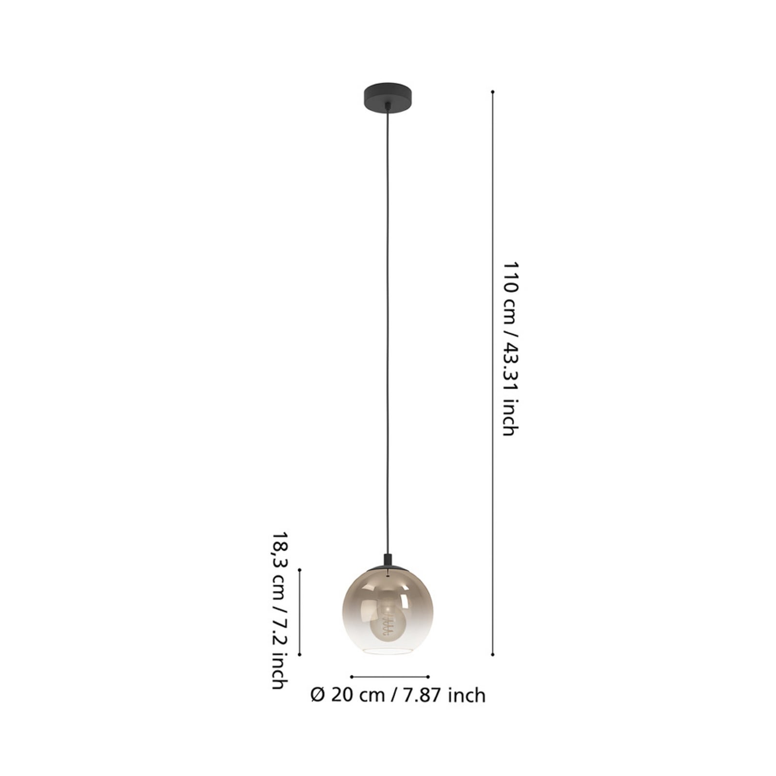 EGLO hanglamp ARISCANI 1, Ø 20 cm, 1-lamp, zwart/koper EGLO hanglamp ARISCANI 1, Ø 20 cm, 1-lamp, zwart/koper
