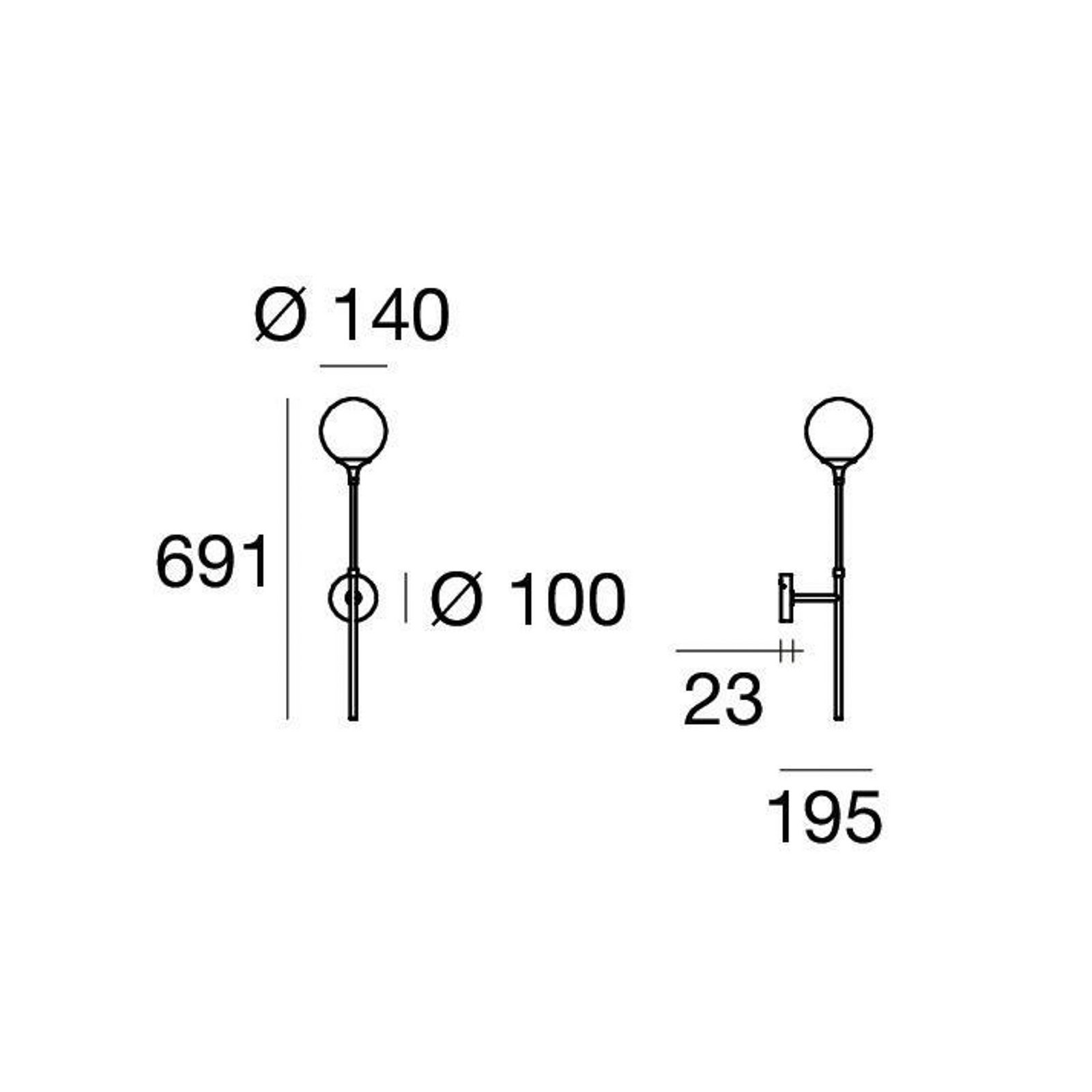 Galassia Wandlampe, Breite 14 cm, goldfarben - Stilnovo