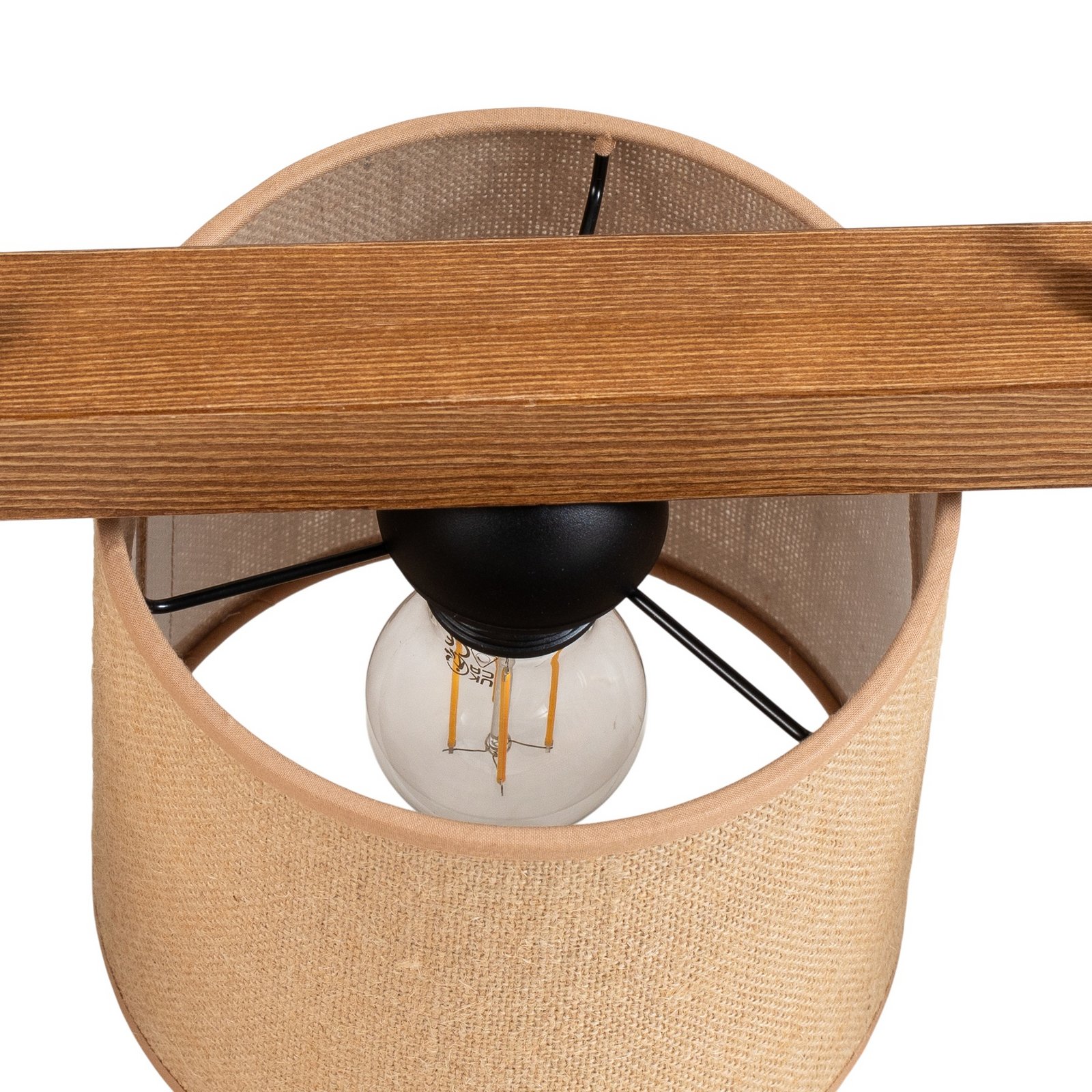 Pendellampe Forest, træ lys/sort, jute natur, 3 lyskilder.