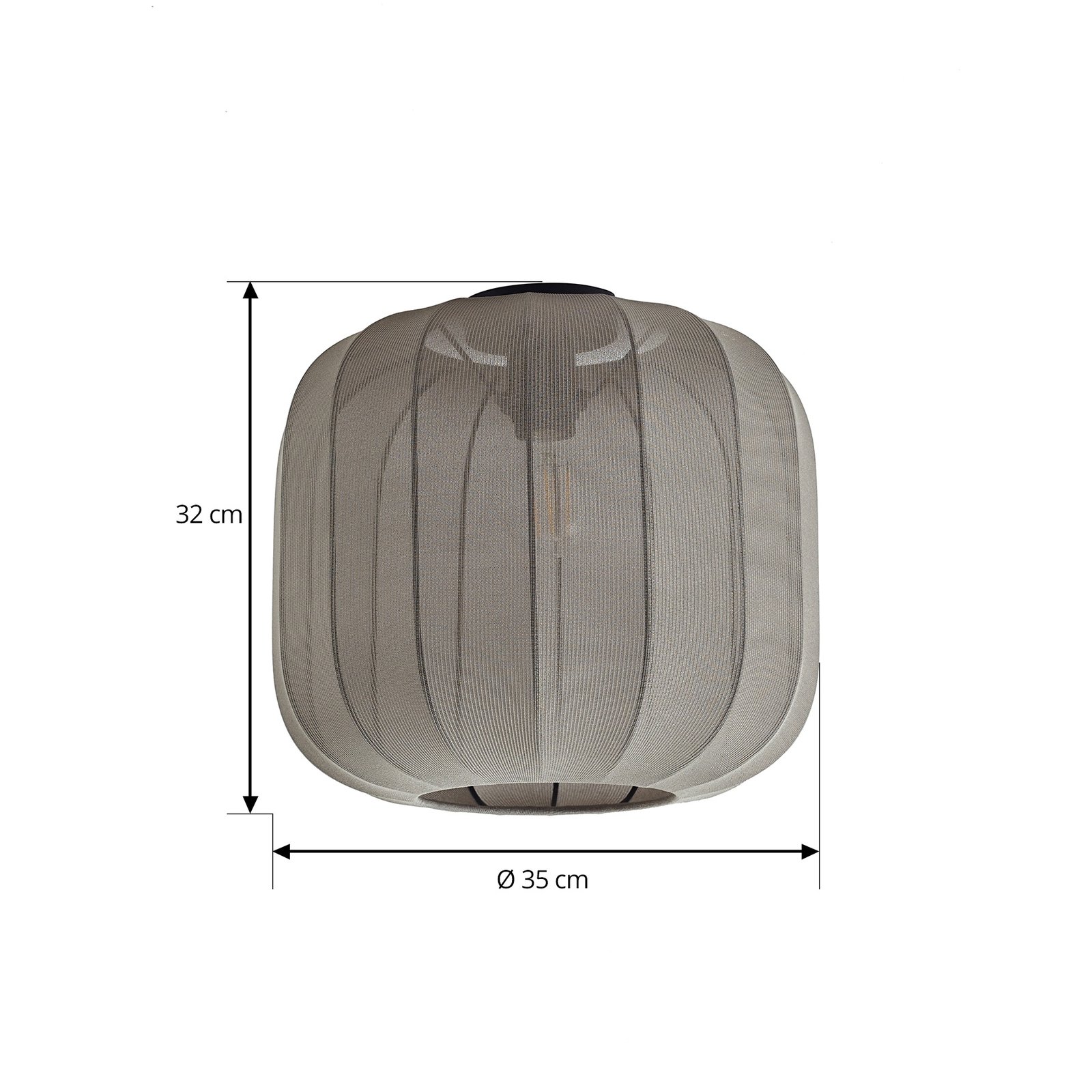 Lindby Helin ceiling light, grey, fabric, Ø 35 cm