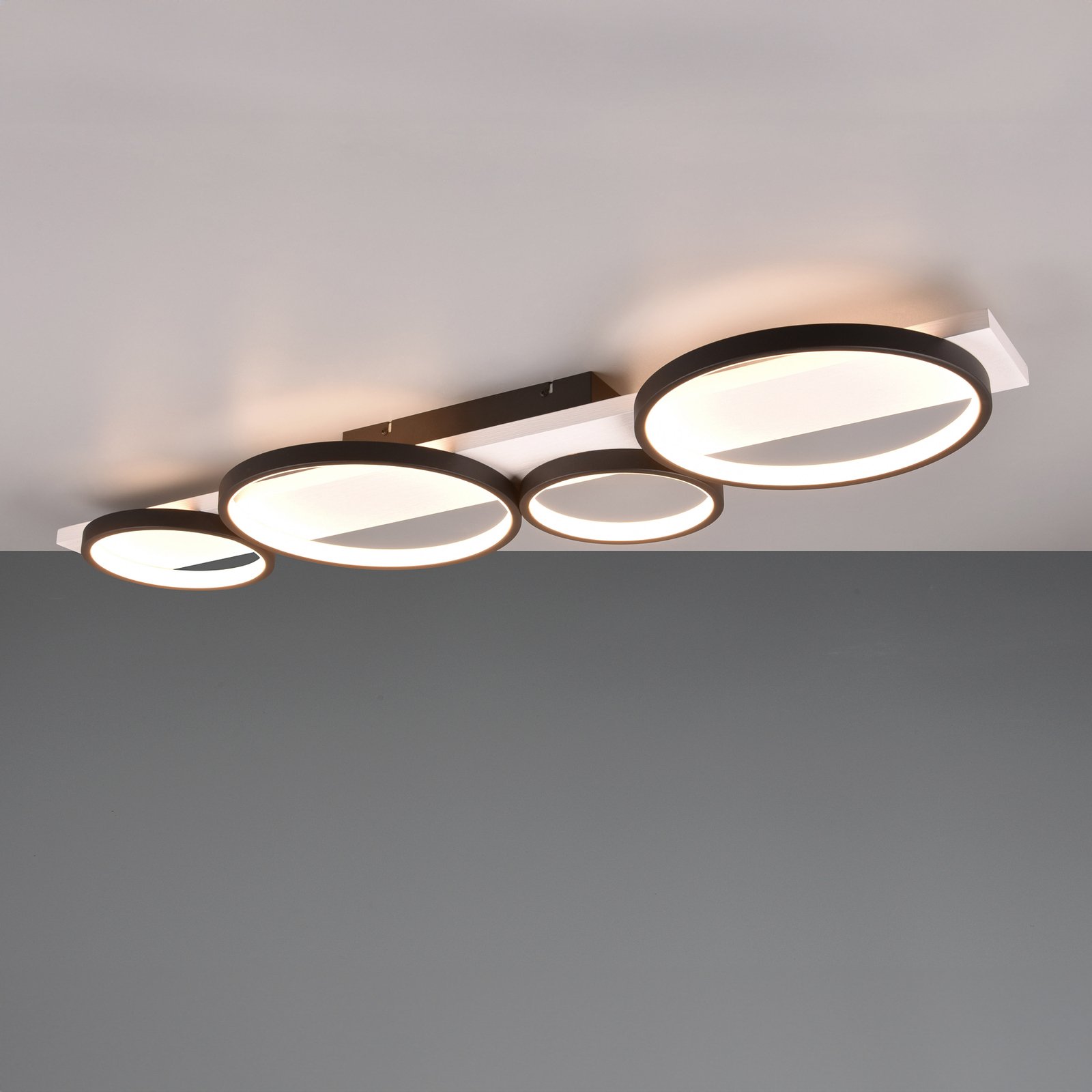 Medera LED ceiling light, 4-bulb, black