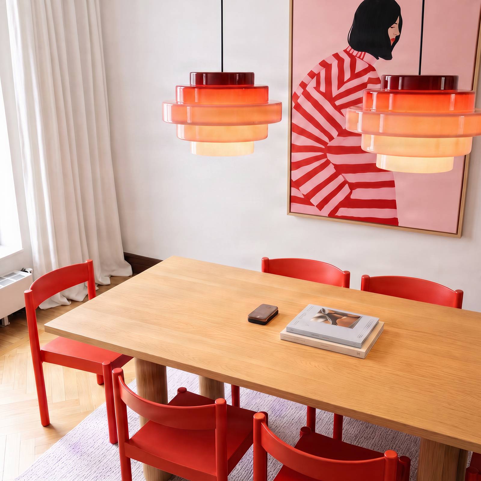 ALDEX Hanglamp Filo, rood, Ø 28 cm, glas