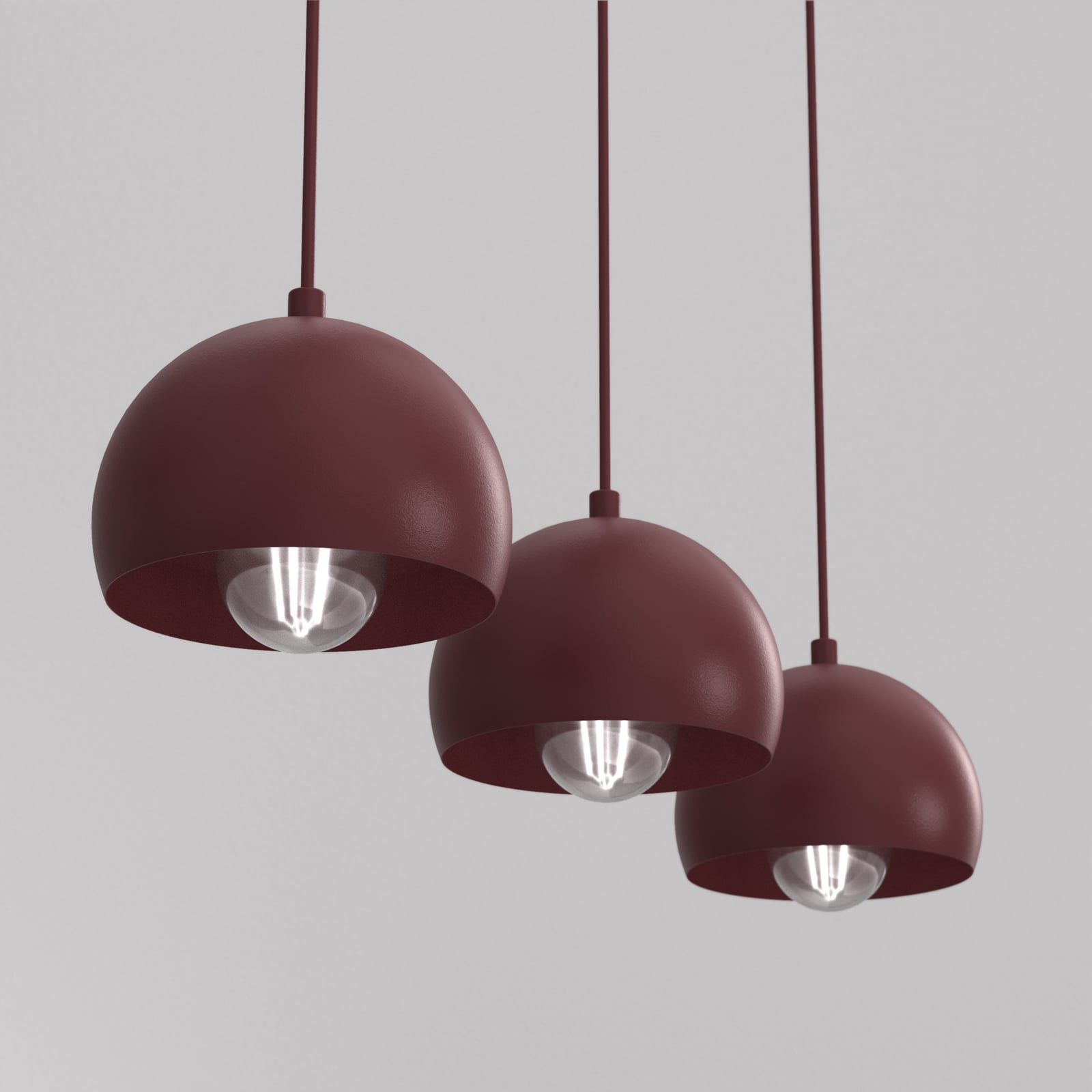 Sool hanging light, dark red, length 65 cm, 3-bulb, metal, E27 Sool hanging light, dark red, length 65 cm, 3-bulb, metal, E27