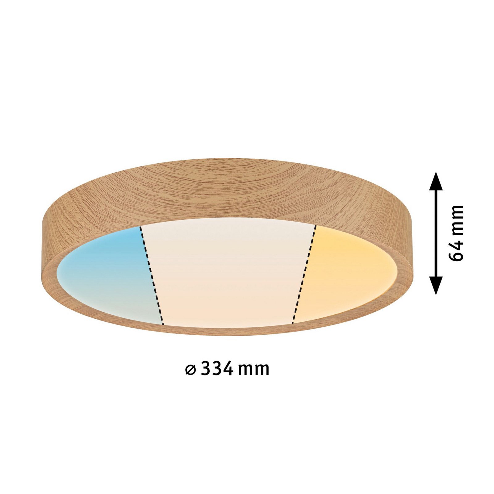 Paulmann Tega plafonieră LED IP44 CCT lemn - Baie - modern - lemn deschis alb satinat - Plastic