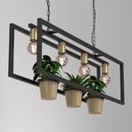 Hanglamp Flores, 4-lamps, zwart/goud, staal