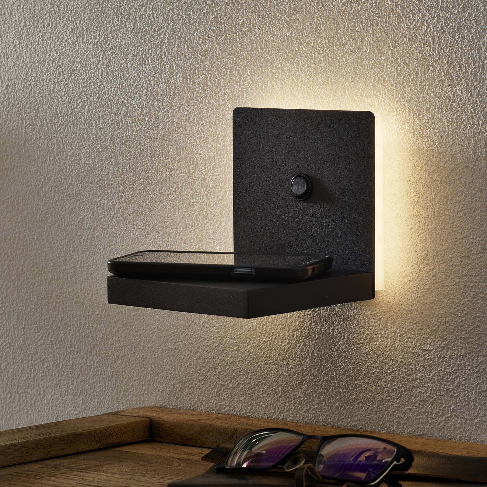 Mantra Iluminación Applique LED Zanzibar avec chargeur noire