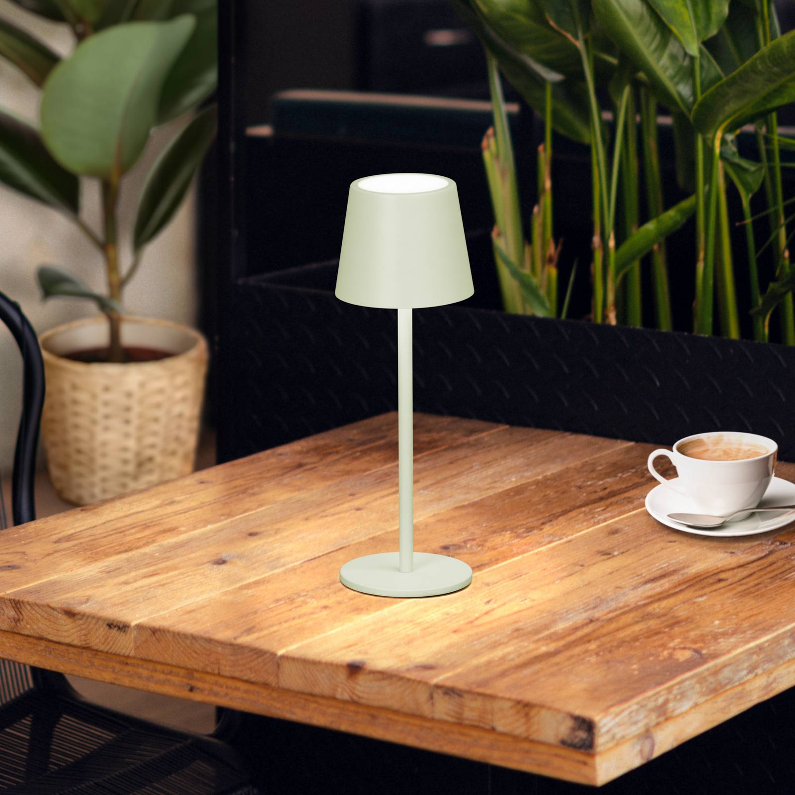 LED-Akku-Tischleuchte Roxi, mintgrün, Metall, IP54, Dimmer günstig online kaufen