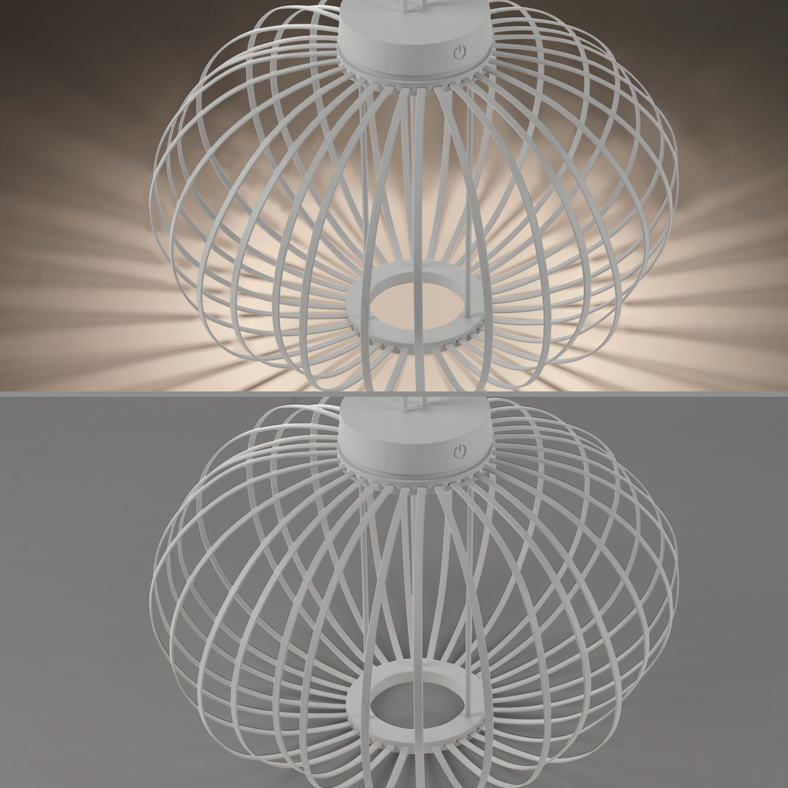 JUST LIGHT. Akuba LED-es újratölthető asztali lámpa, fehér, 37 cm, bambusz