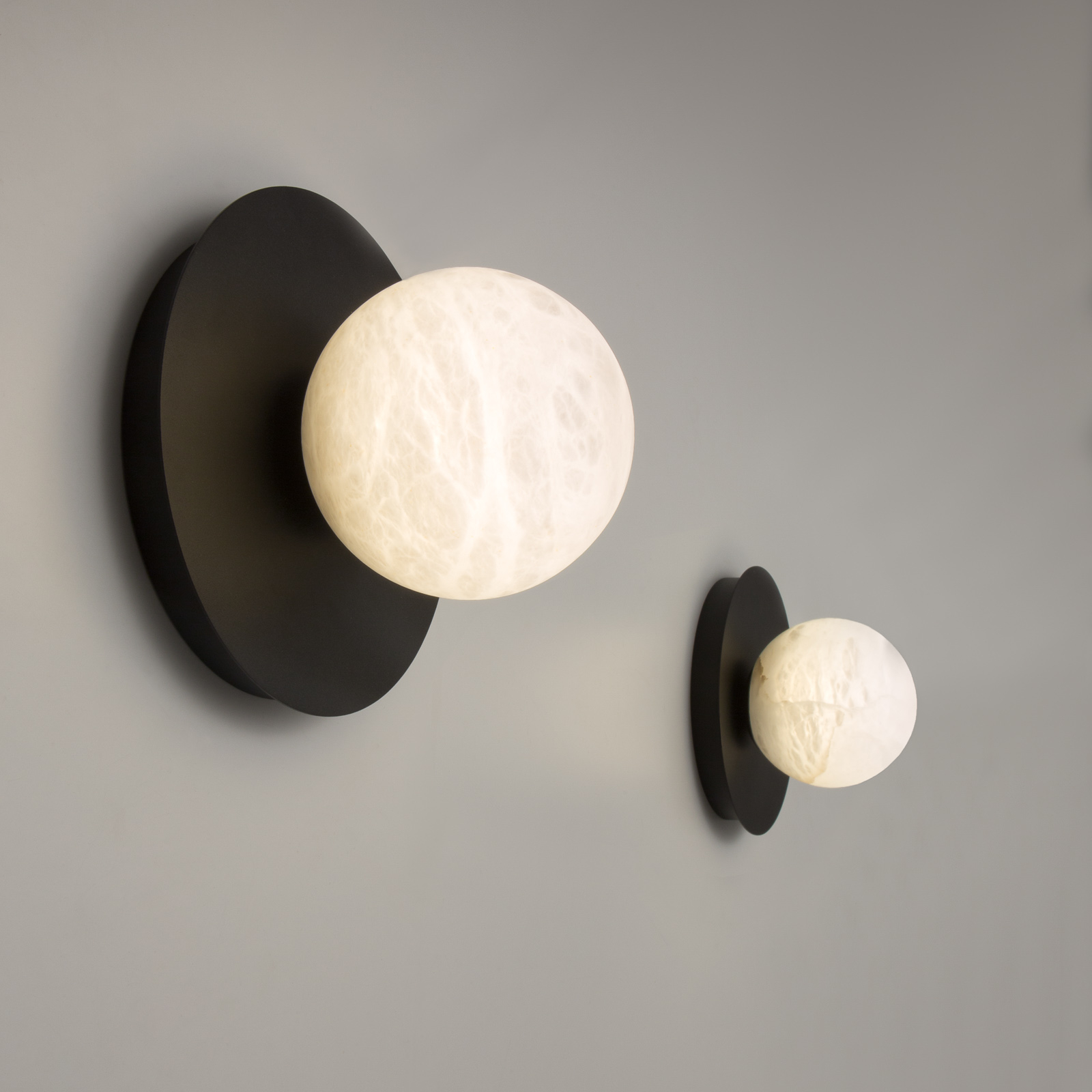 ALMA LIGHT BARCELONA Tribeca LED wall light with alabaster ball, for Living / Dining Room, metal, alabaster, 4.5 W, energy efficiency: A+