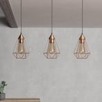 3-lamppuinen vintage-riippuvalaisin Tarbes, kupari