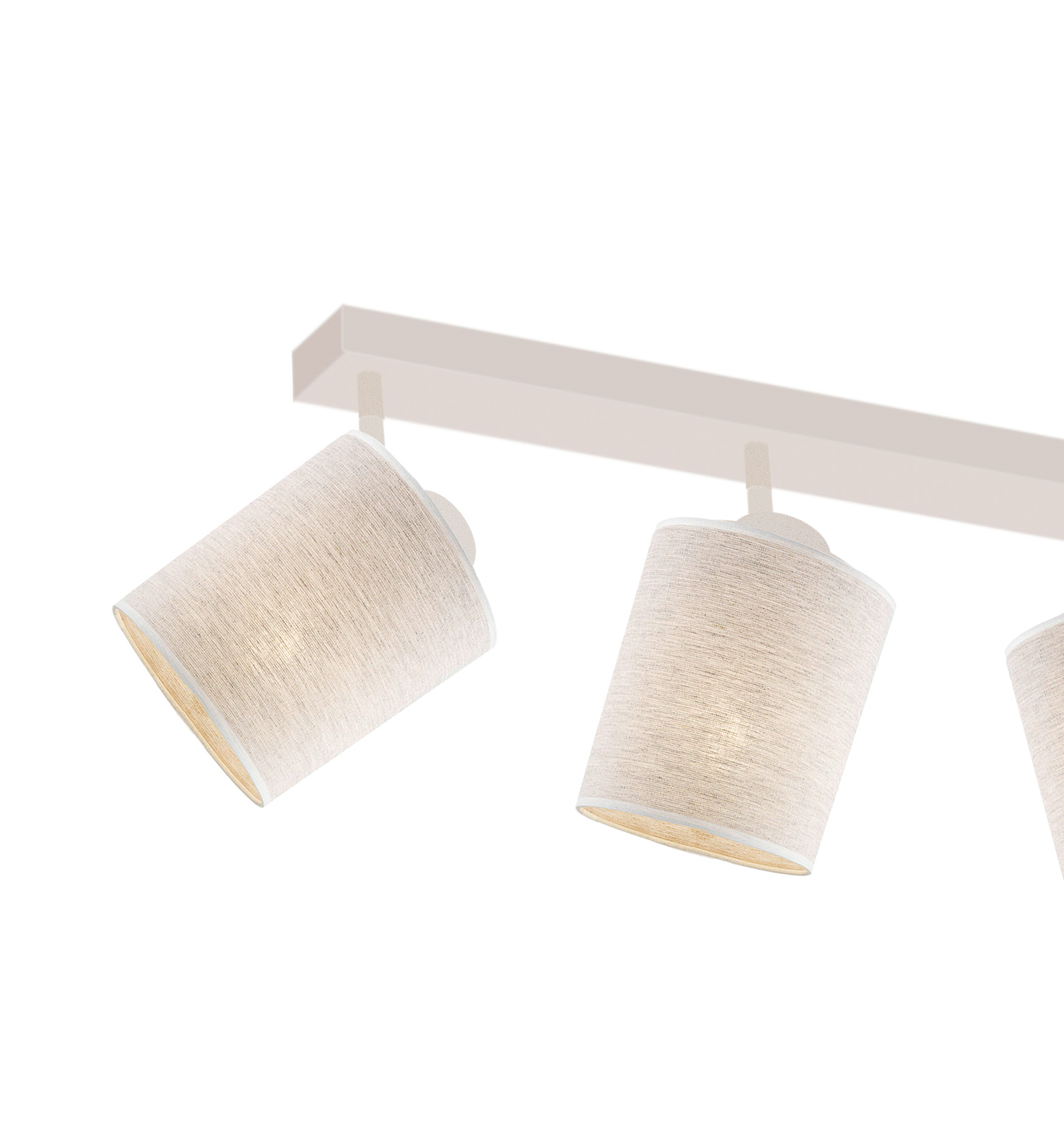 Suerte ceiling light, cream white, linen textile, 4-bulb