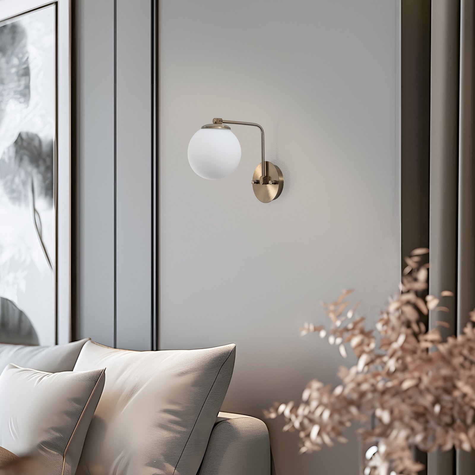 Wandleuchte Daisy 146-A, gold, Schirm Opalglas