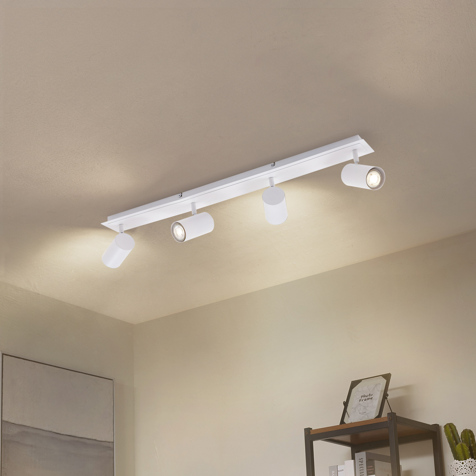 Lindby downlight Joffrey, 80 cm, hvit, 4 lyskilder, GU10