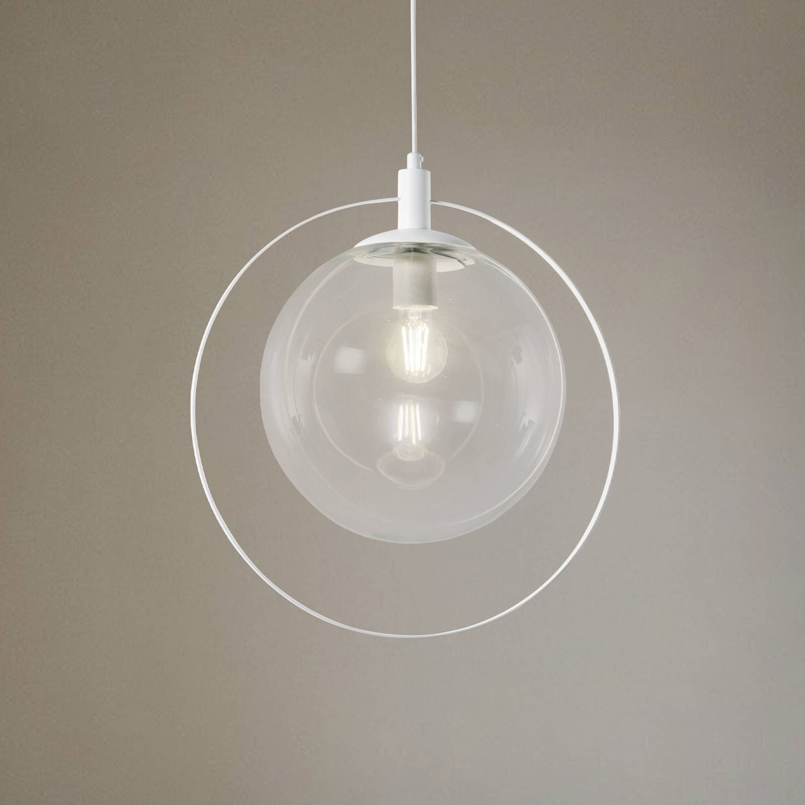 ALDEX Závěsné světlo Aura, bílé, kov, sklo, čiré, E27