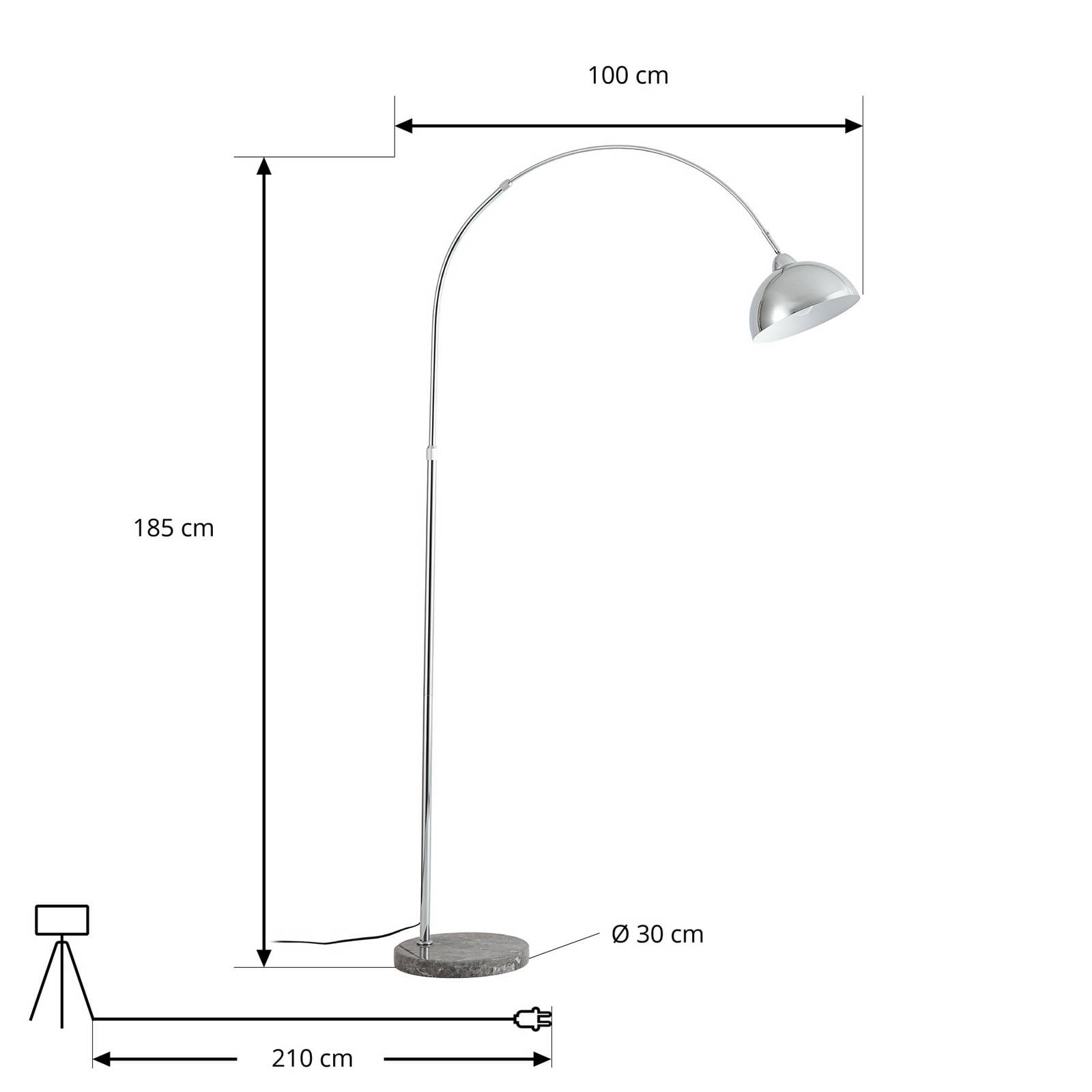 Lampa stojąca Lindby Tonka, chrom, metal/marmur, 185 cm, E27