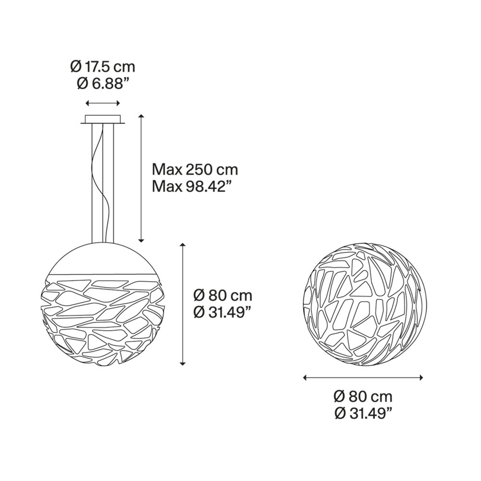 Kelly SO4 Large Sphere Lustră Pendul White - Lodes