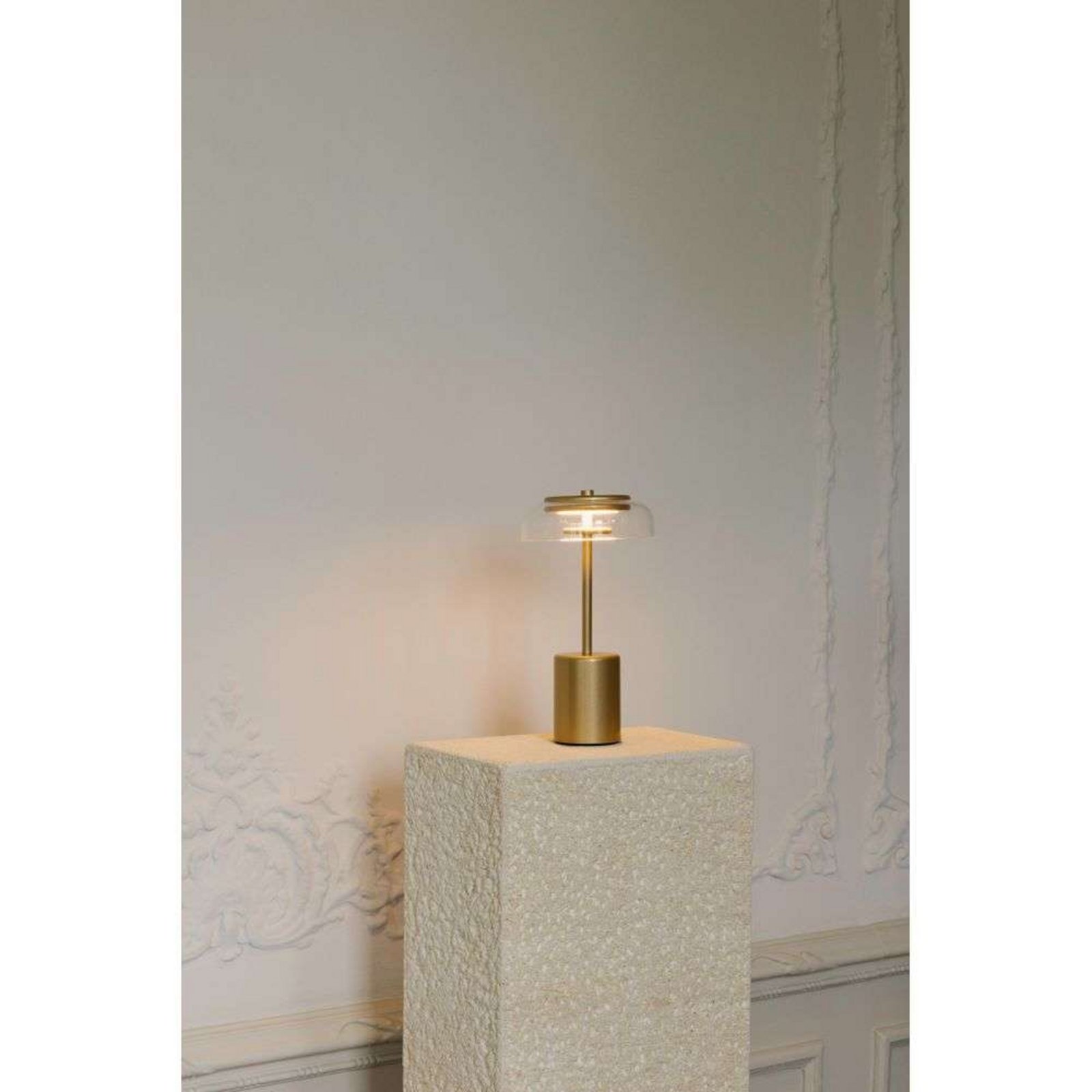 Nuura LED акумулаторна настолна лампа Blossi, височина 26 cm, златист