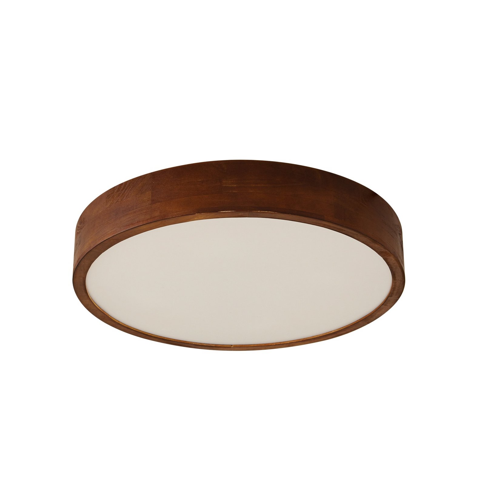 Lindby Tanju ceiling light, Ø 50 cm, walnut wood, 4-bulb, E27
