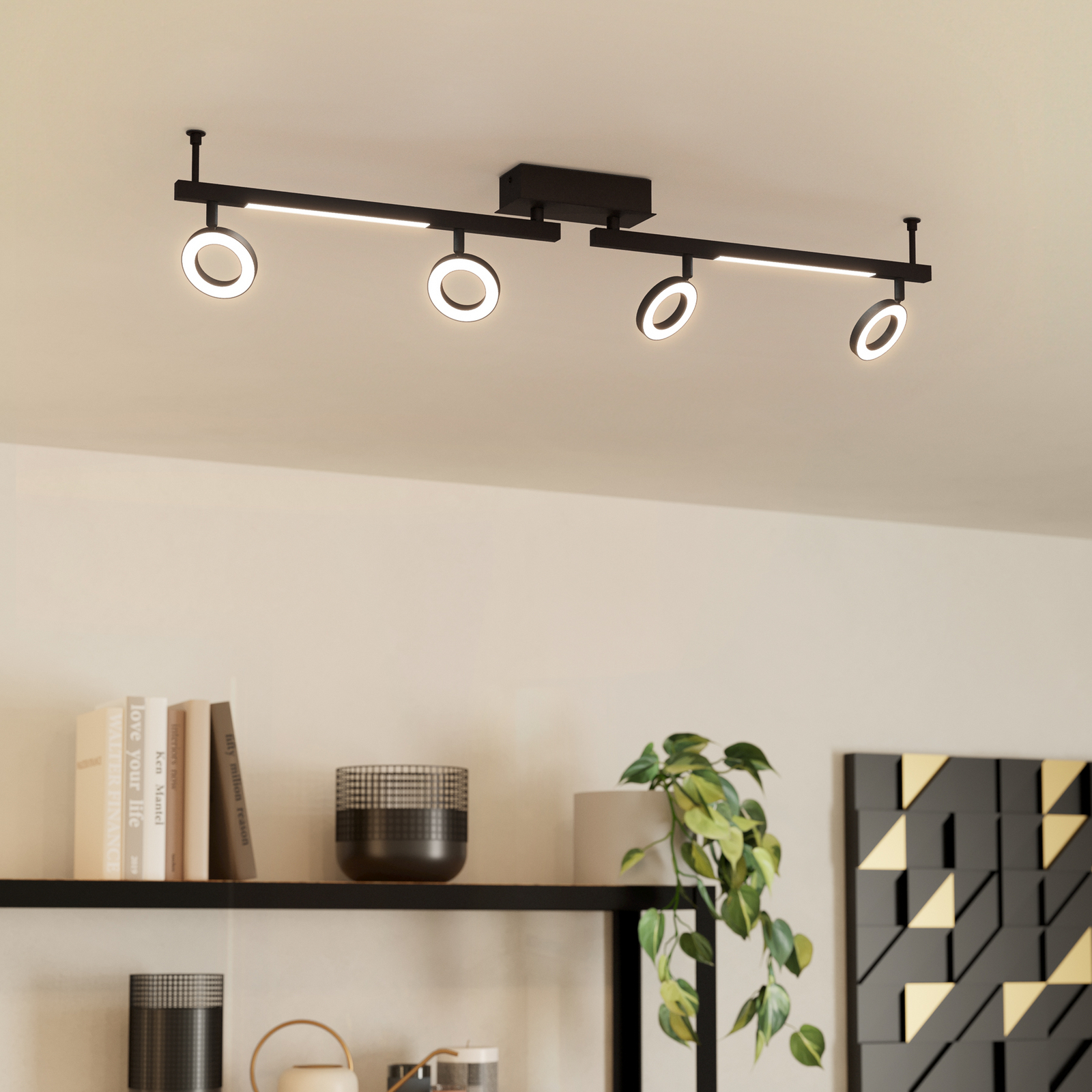 LED spot de tavan Cardillio 2 negru cu patru inele LED spot de tavan Cardillio 2 negru cu patru inele