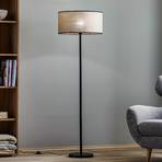 Gulvlampe Tubo, tekstilskjerm, beige, Ø 45 cm