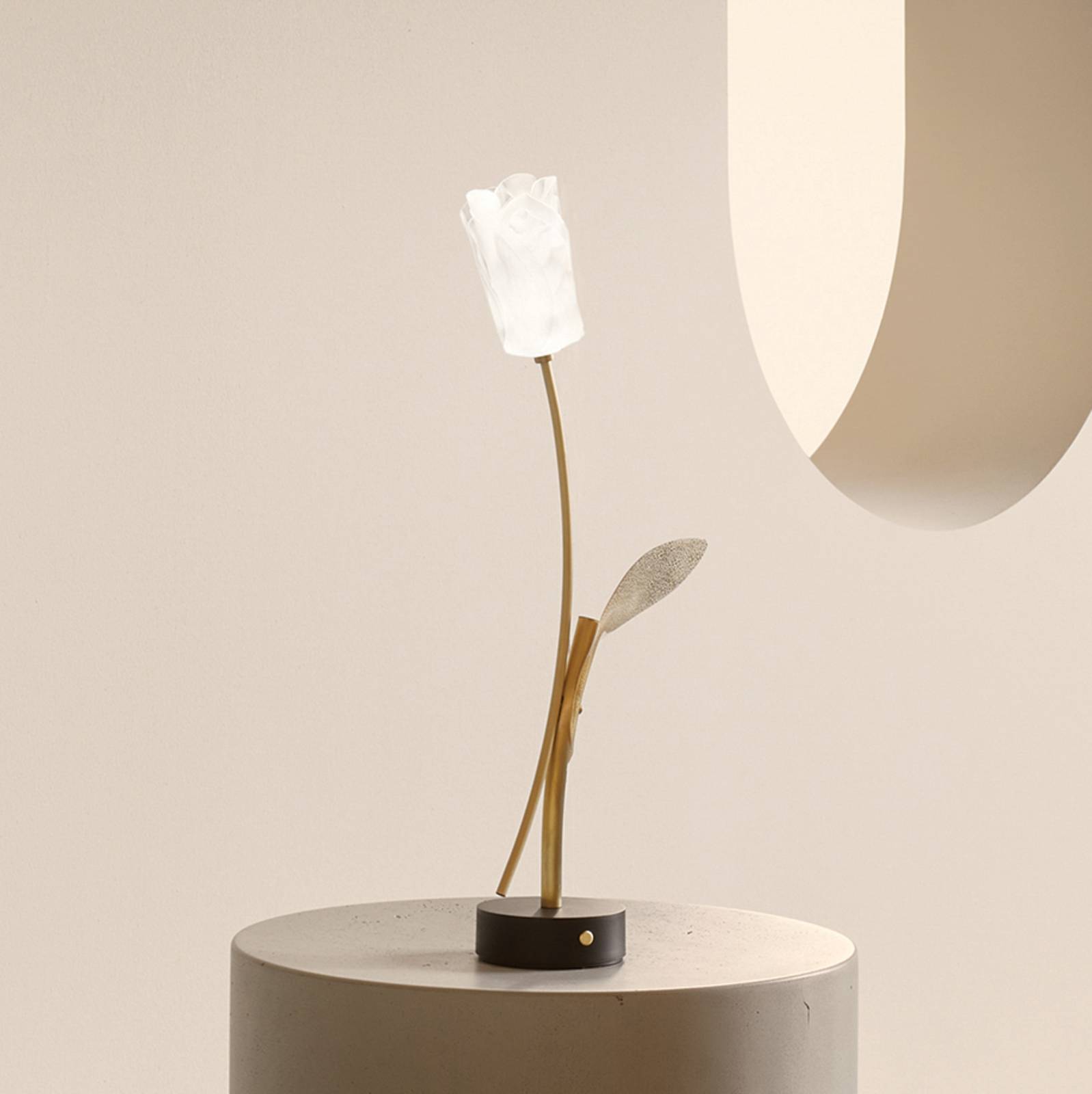 E-shop Slamp LED dobíjacia stolová lampa Tulip, čierna základňa