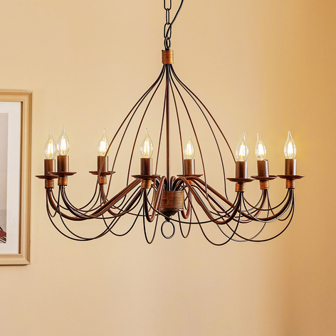 Kroonluchter Fiamma Marrone 8-lamps zonder kappen