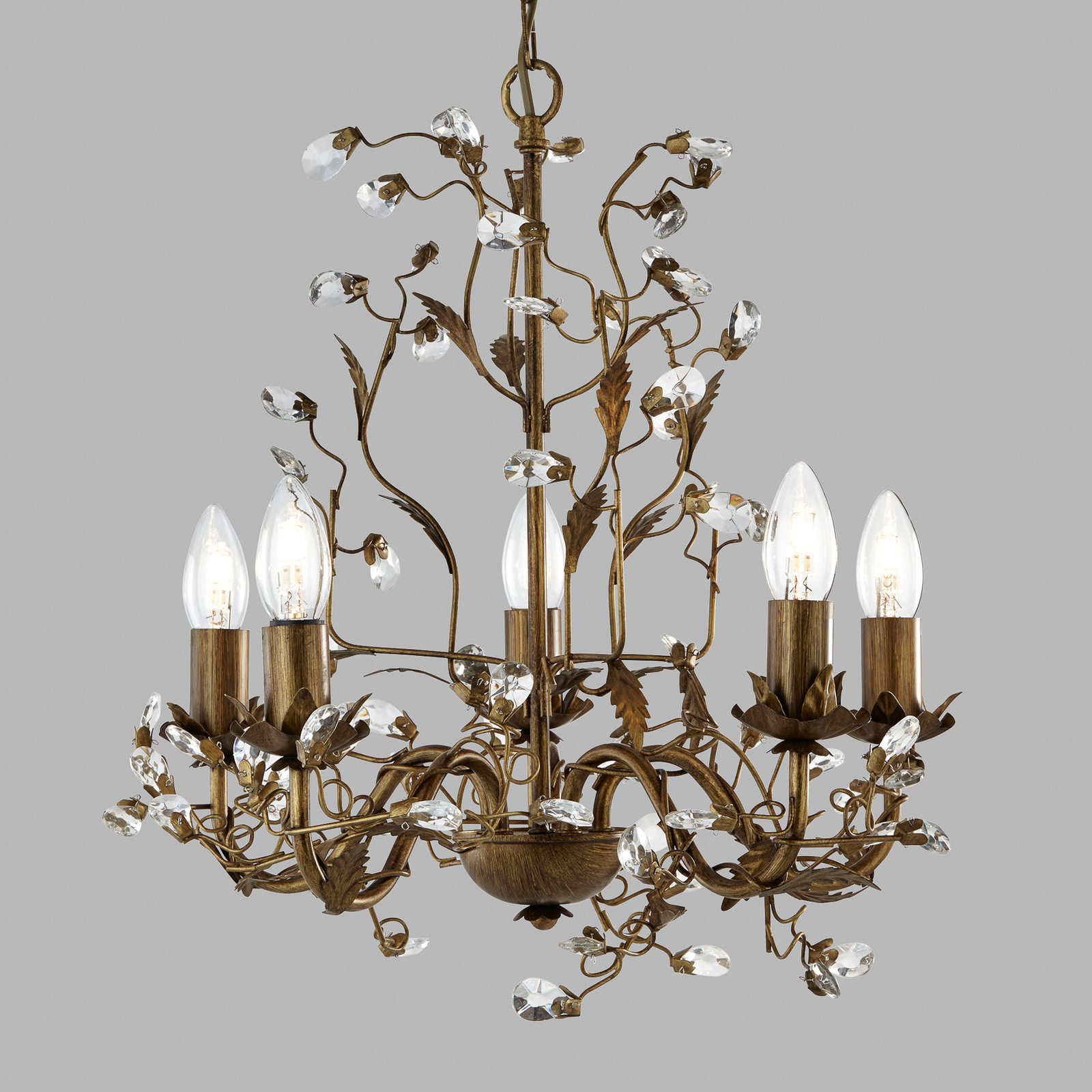 Wonderful Almandite chandelier with 5 bulbs