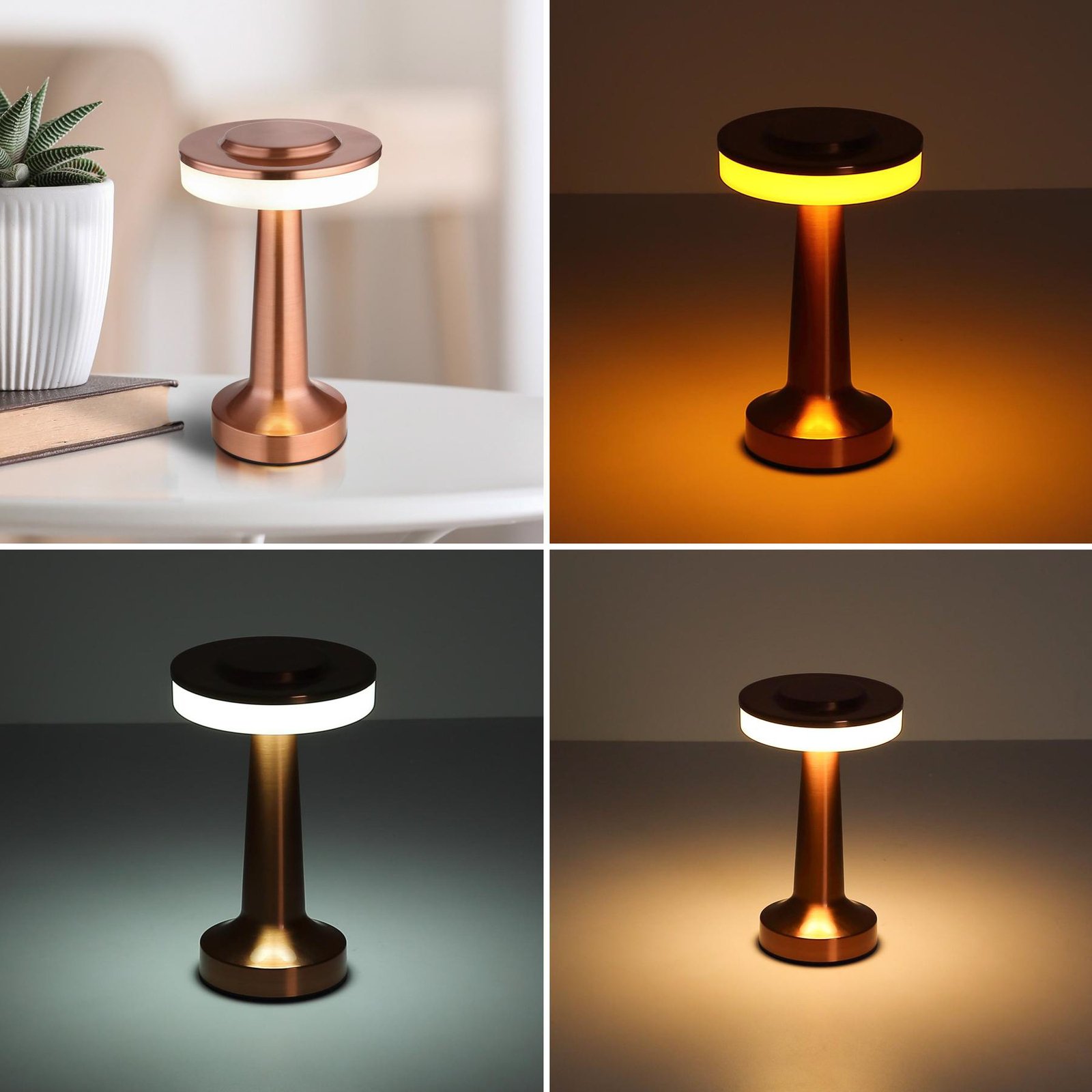 Nabíjecí stolní lampa Chloey LED, měděná barva, výška 20 cm, CCT