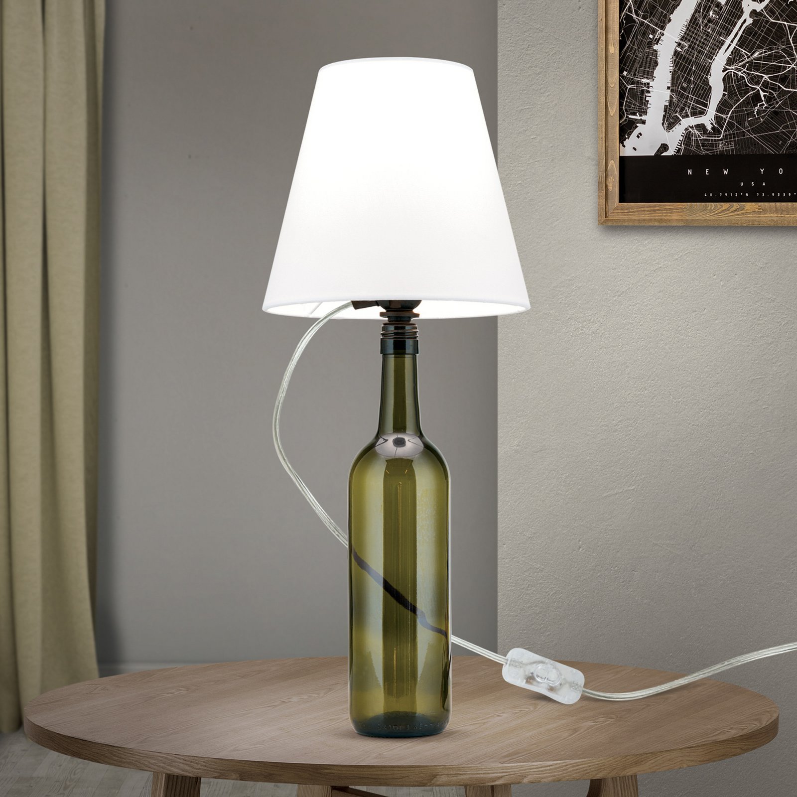 E27-Lampenfassung BOTTLE, Kabel transparent, Länge 200 cm
