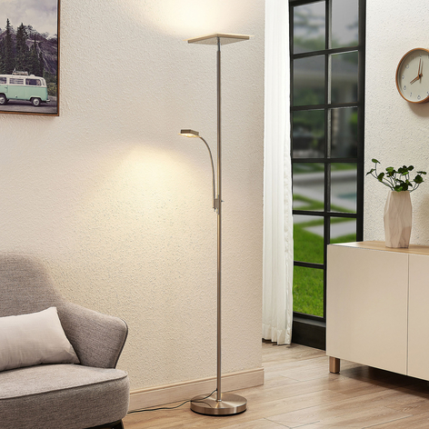 Lindby Kavi LED-uplight-golvlampa läslampa, kantig