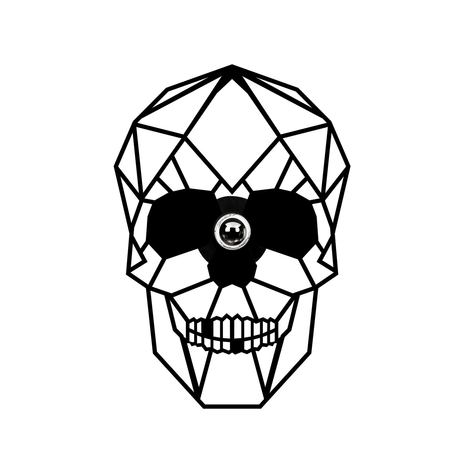W-050 wall lamp, black skull design, laser-cut
