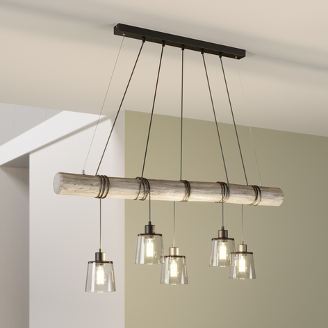 Suspension Karrl à 5 lampes, gris fumée/grise