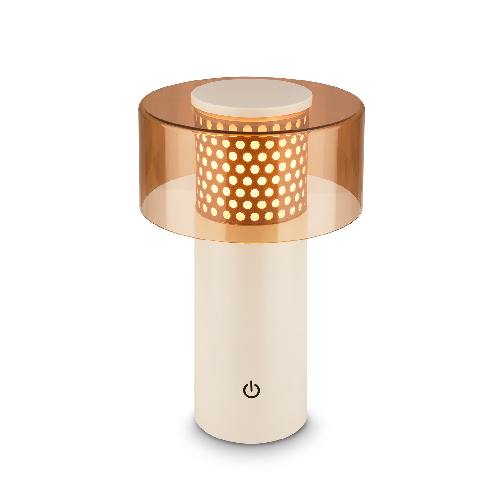 LED-akku-pöytälamppu Brilo unplugged Gila, ruskea/harmaa, 21 cm